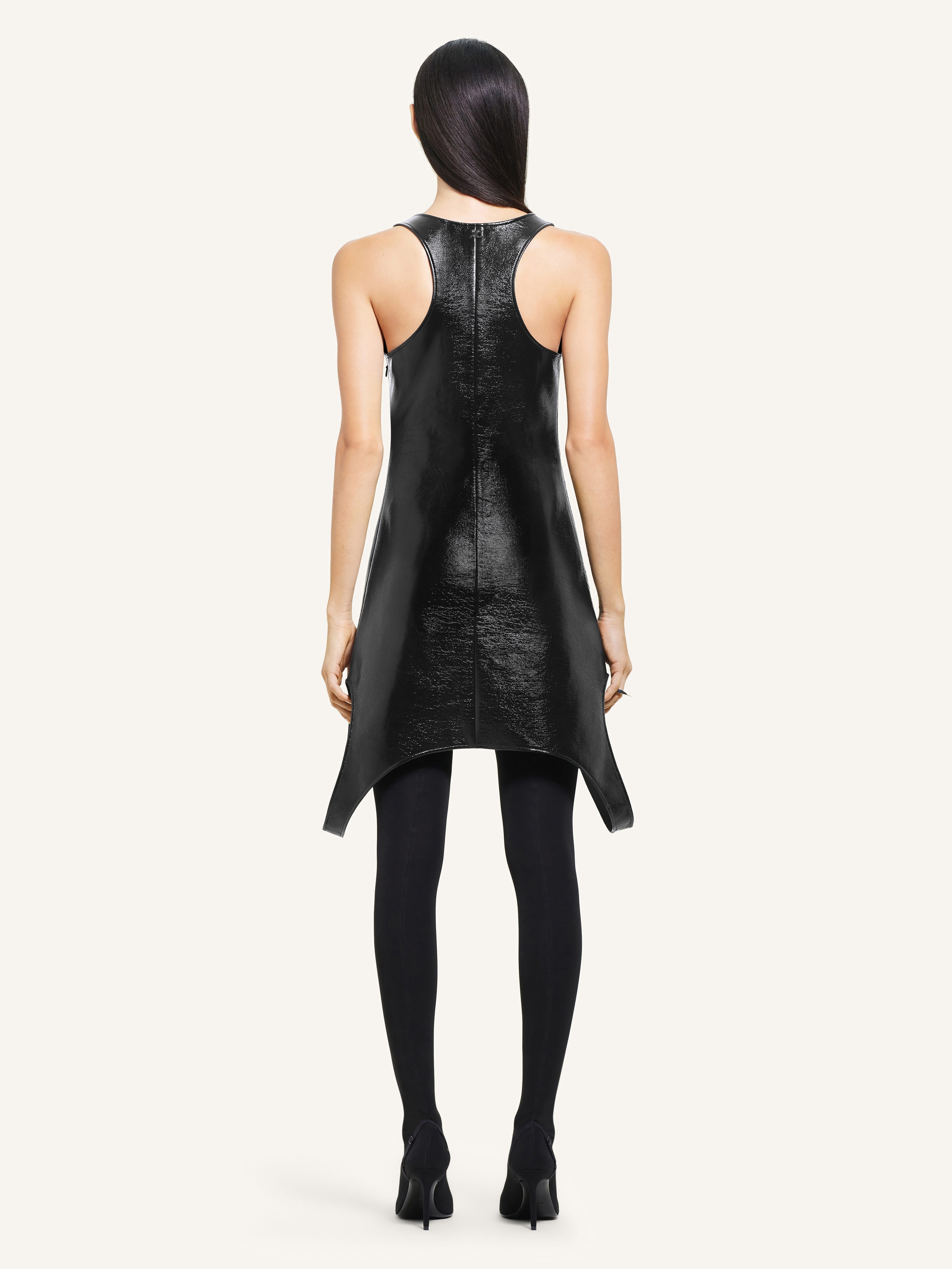 REVERSED MINI VINYL DRESS - 4