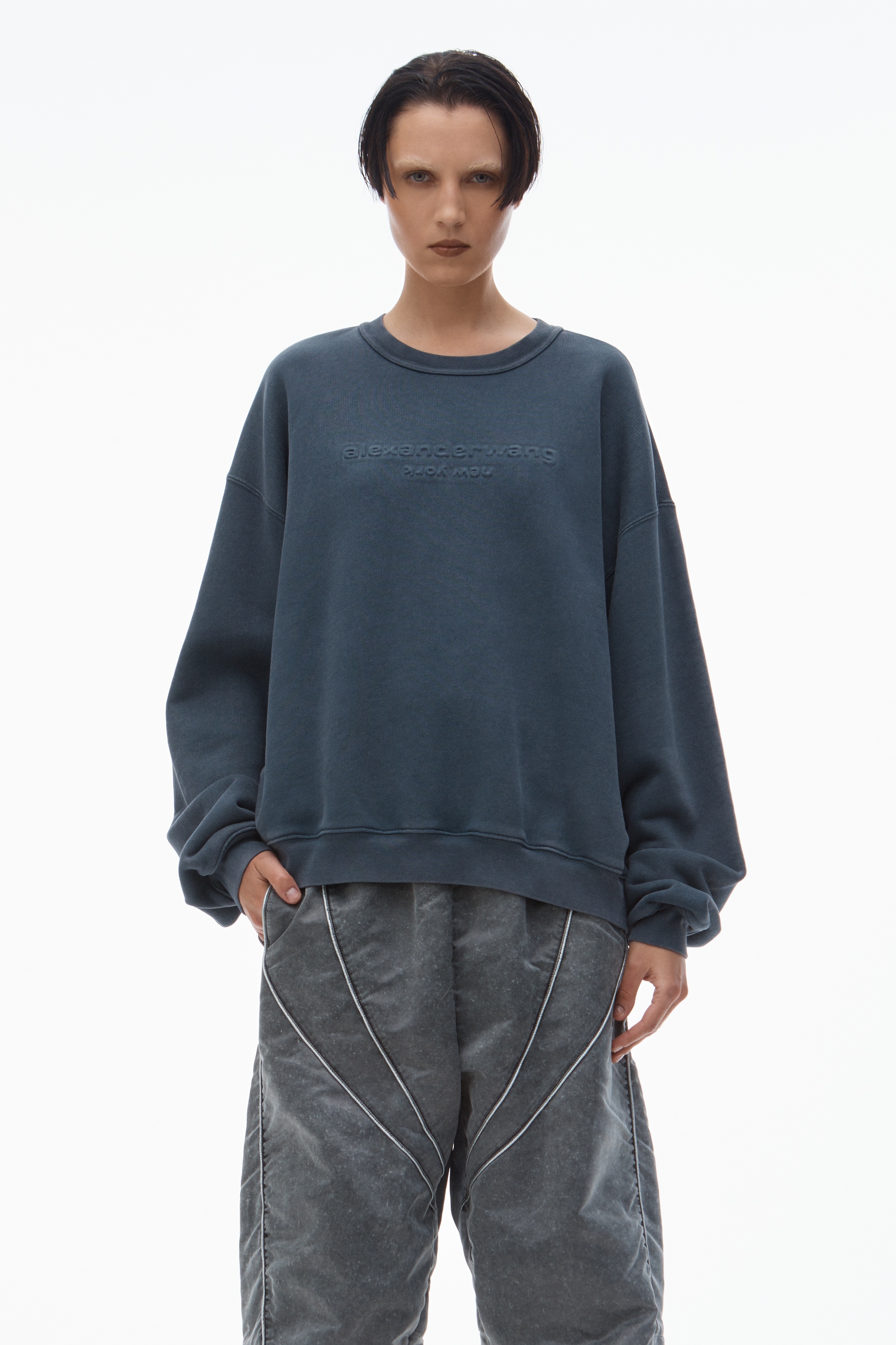 logo-embossed sweatshirt in cotton - 2