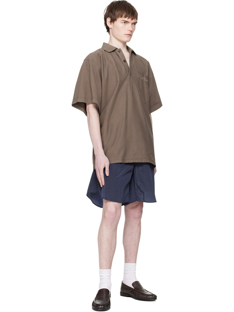 HED MAYNER Navy Curved Shorts outlook