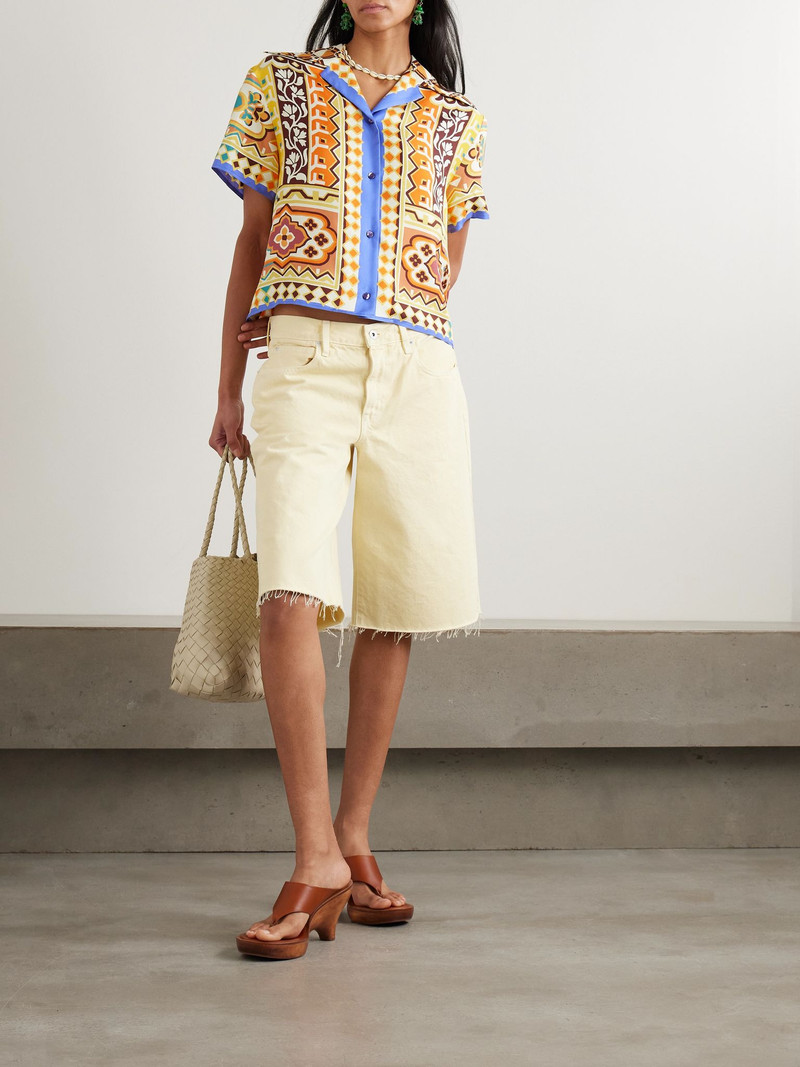 Etro Printed silk-twill shirt Yellow outlook