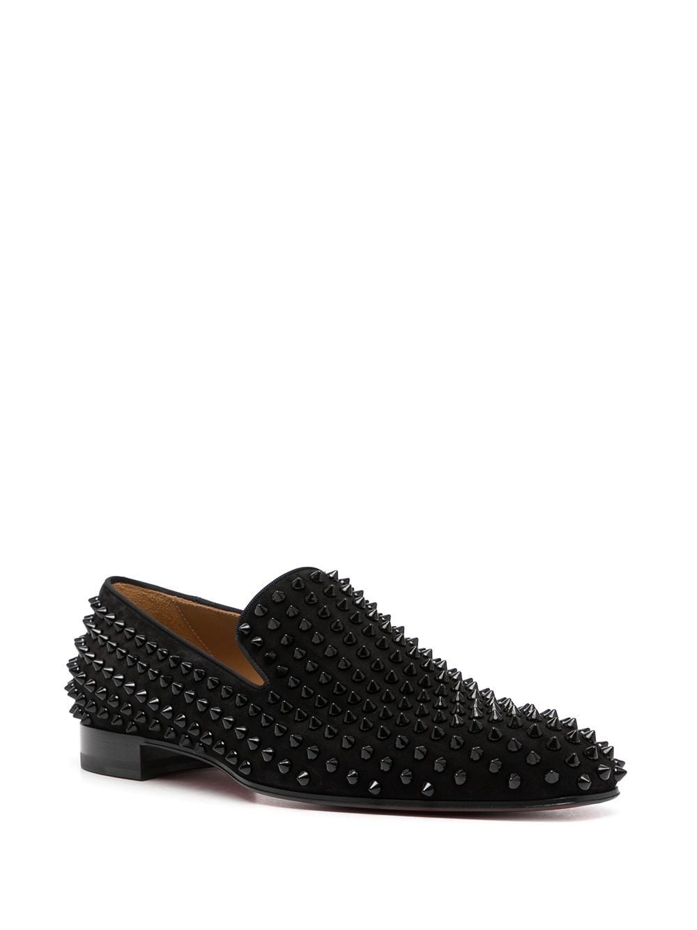 Black Dandelion Spikes Suede Leather Loafers - 2