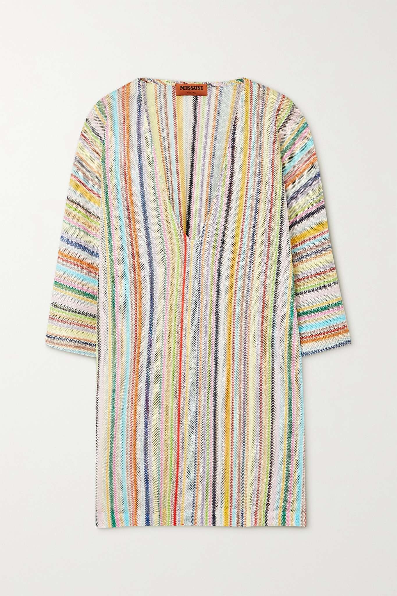 Mare metallic striped crochet-knit kaftan - 1