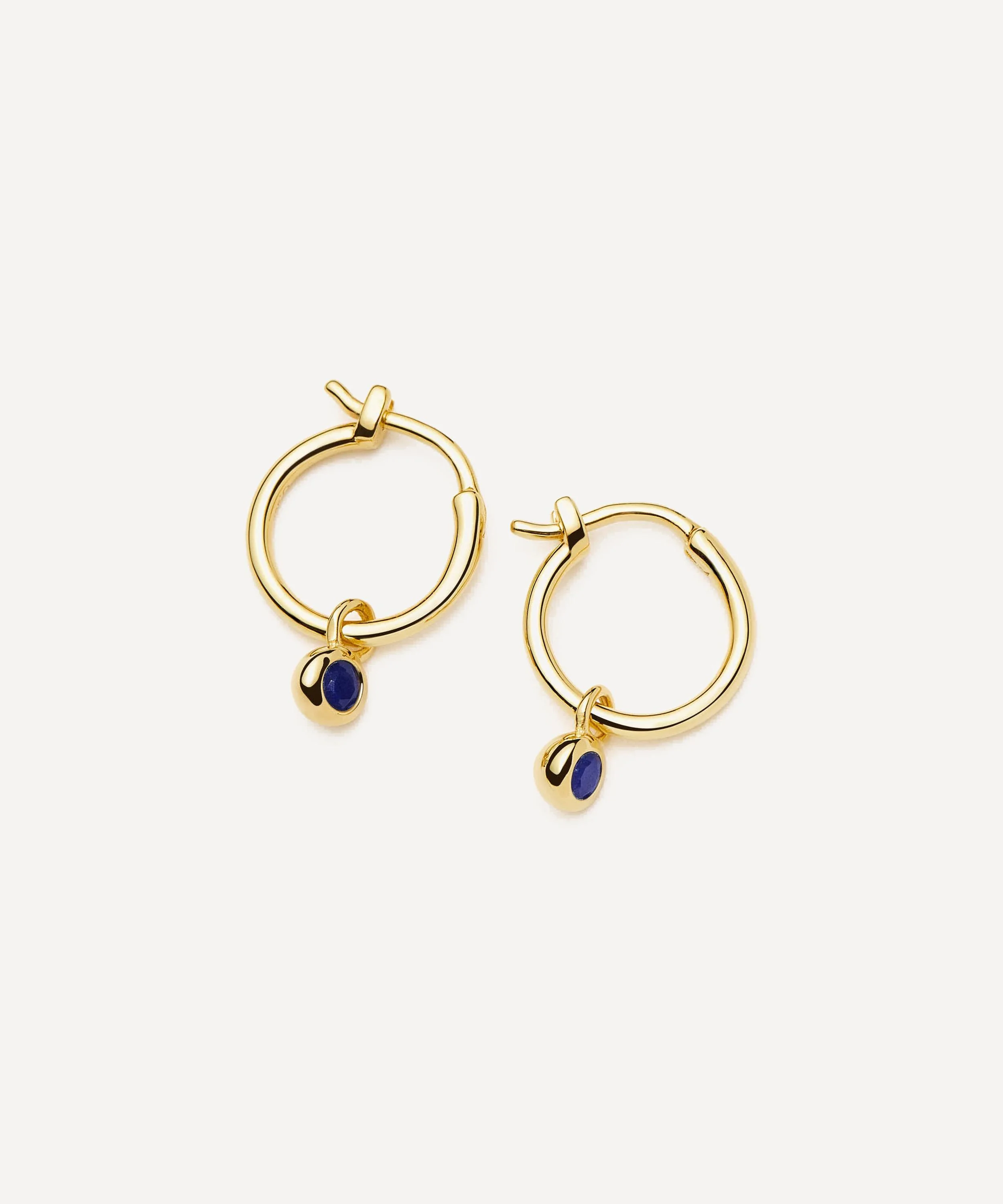 18ct Gold-Plated Vermeil Silver September Birthstone Mini Charm Hoop Earrings - 1