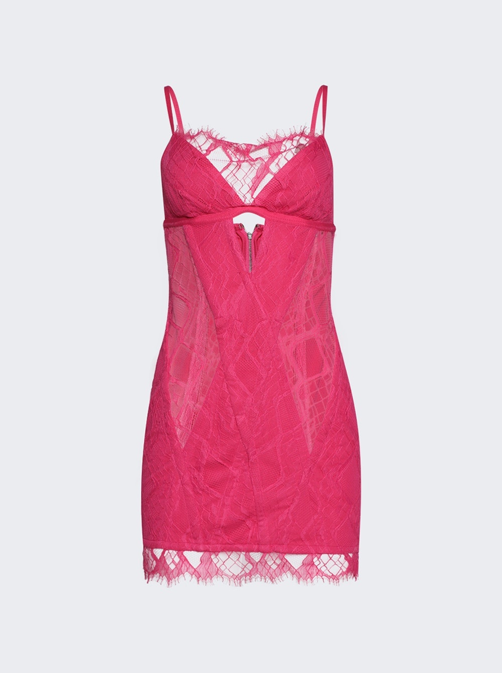 Oblique Lace Corset Dress Candy Pink - 1