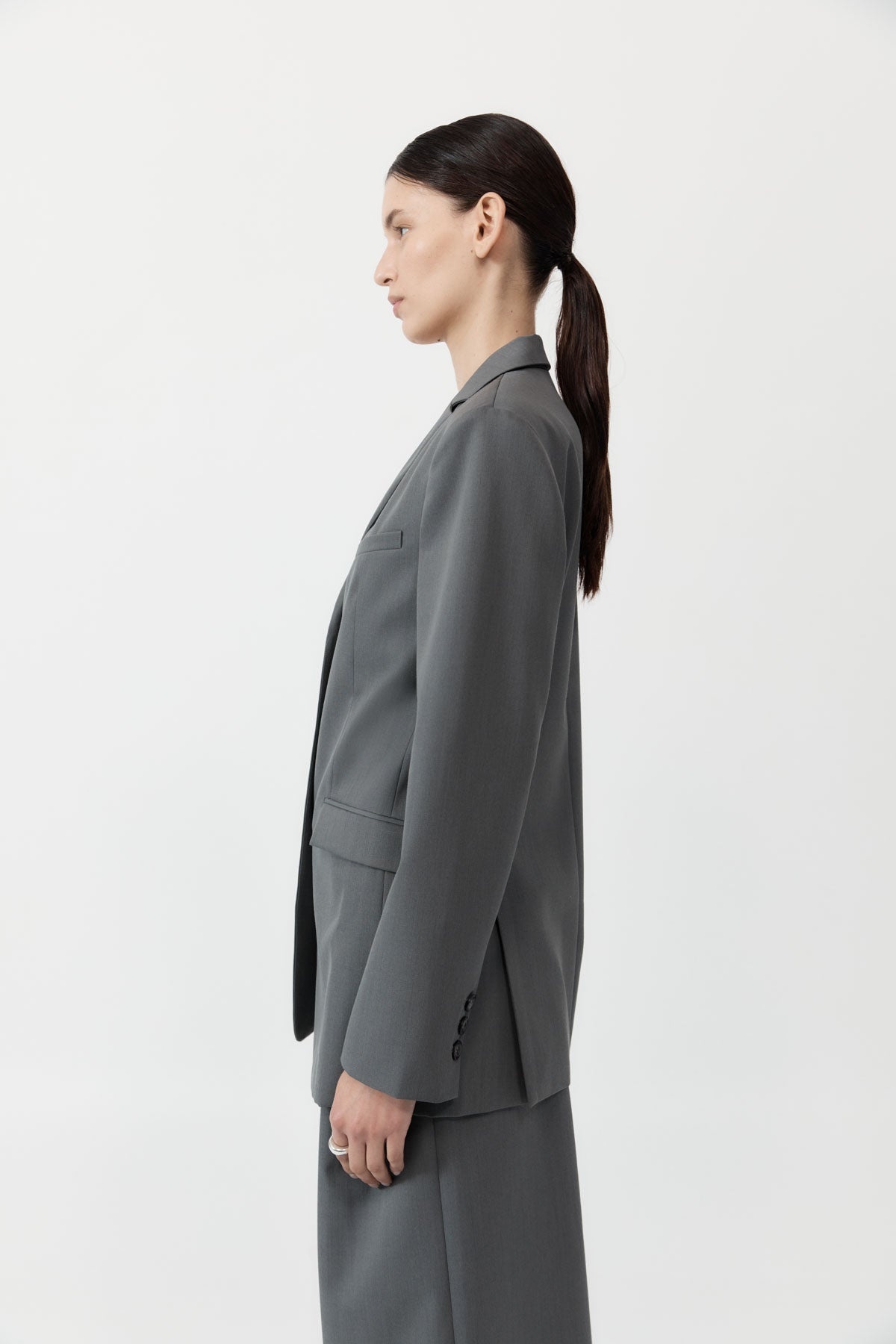 Homme Belted Blazer - Pewter Grey - 6