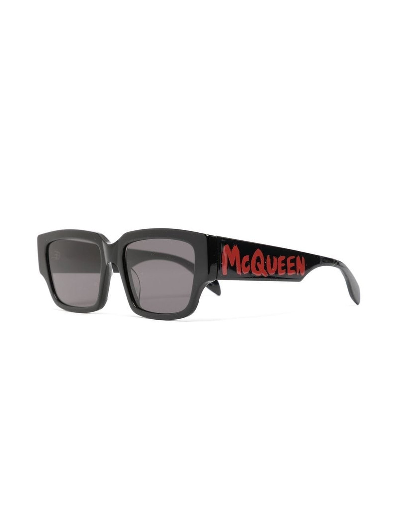 Alexander McQueen Graffiti-print square-frame sunglasses outlook