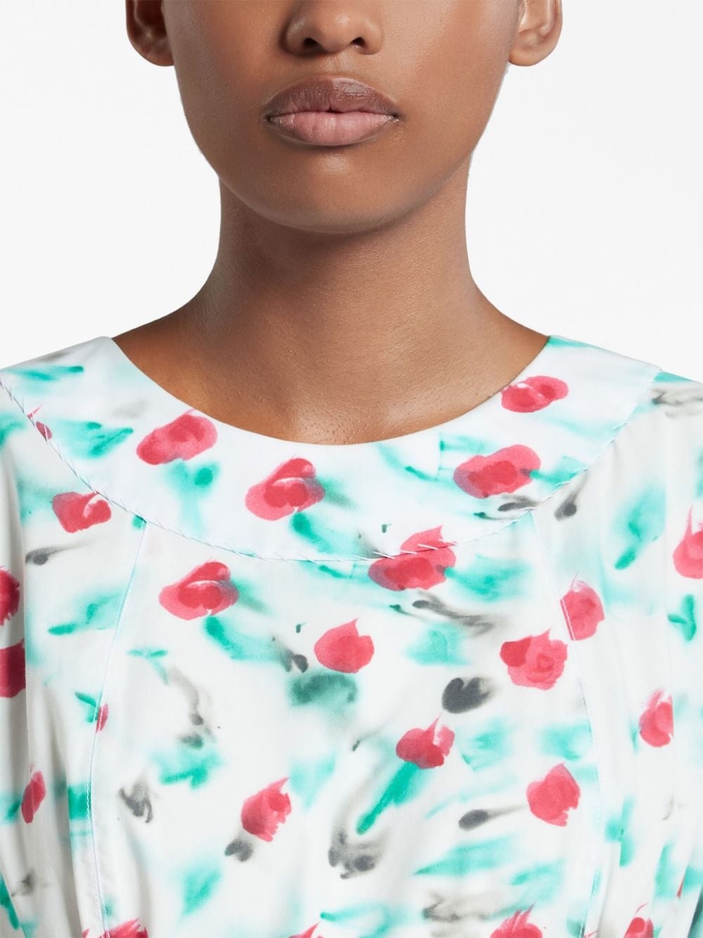 painterly-print cotton midi dress - 5