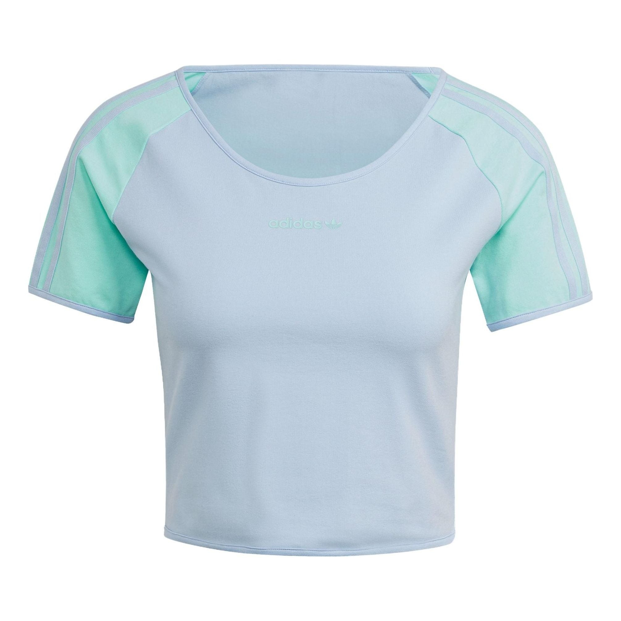 (WMNS) adidas originals Island Club Short T-Shirt 'Blue Dawn Easy Green' IT8154 - 1