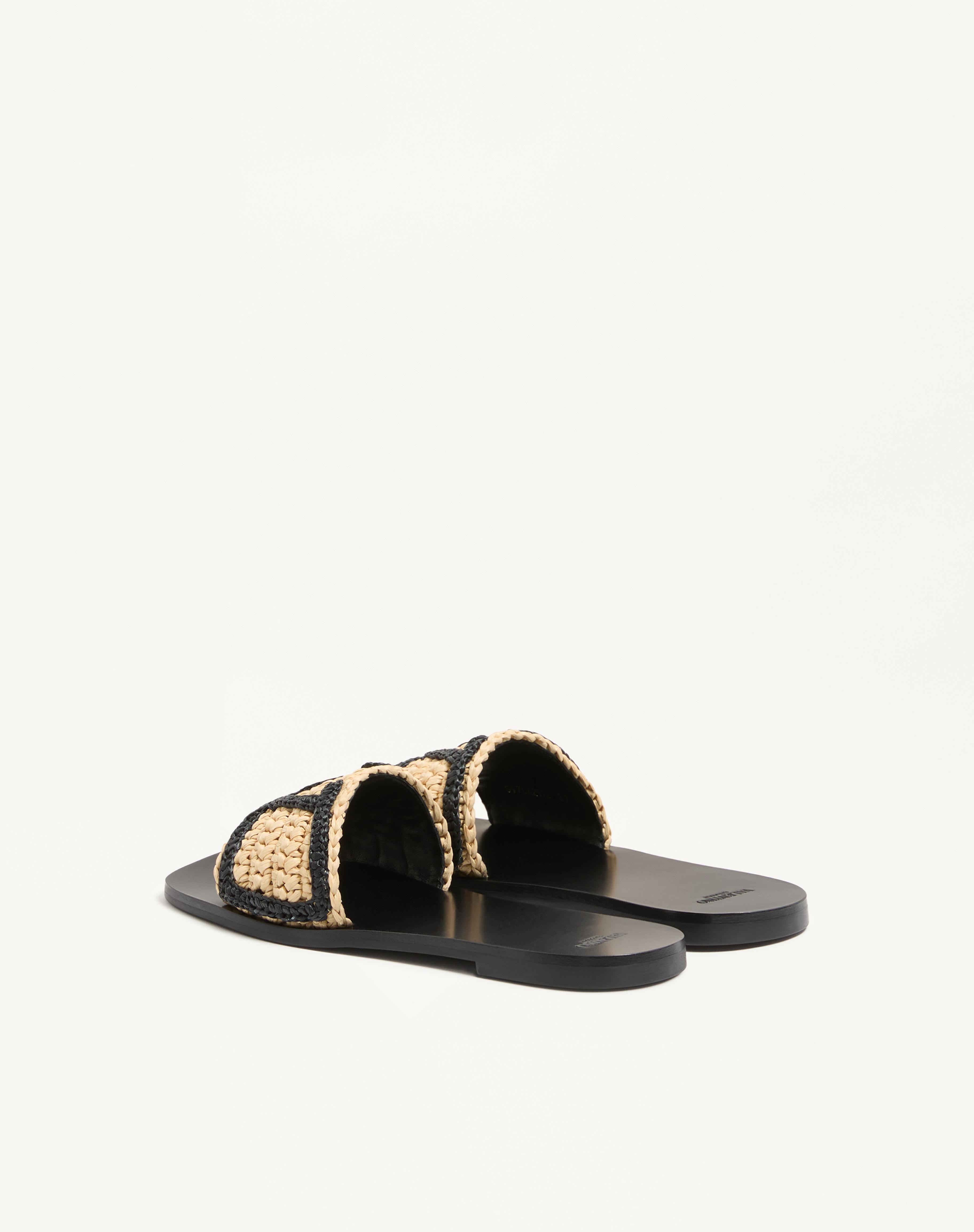 VIVA SUPERSTAR SLIDE SANDAL IN RAFFIA WITH CROCHET EMBROIDERY - 5