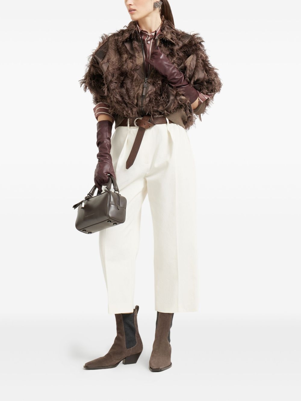feather-trimmed bomber jacket - 2