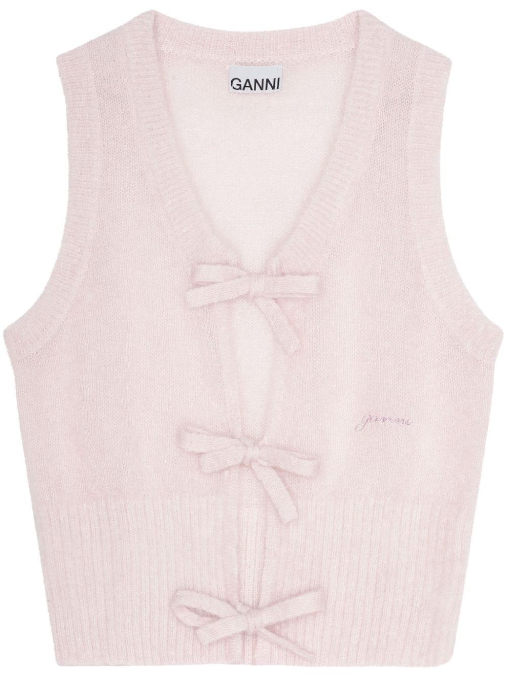 bow-fastening knitted vest - 1