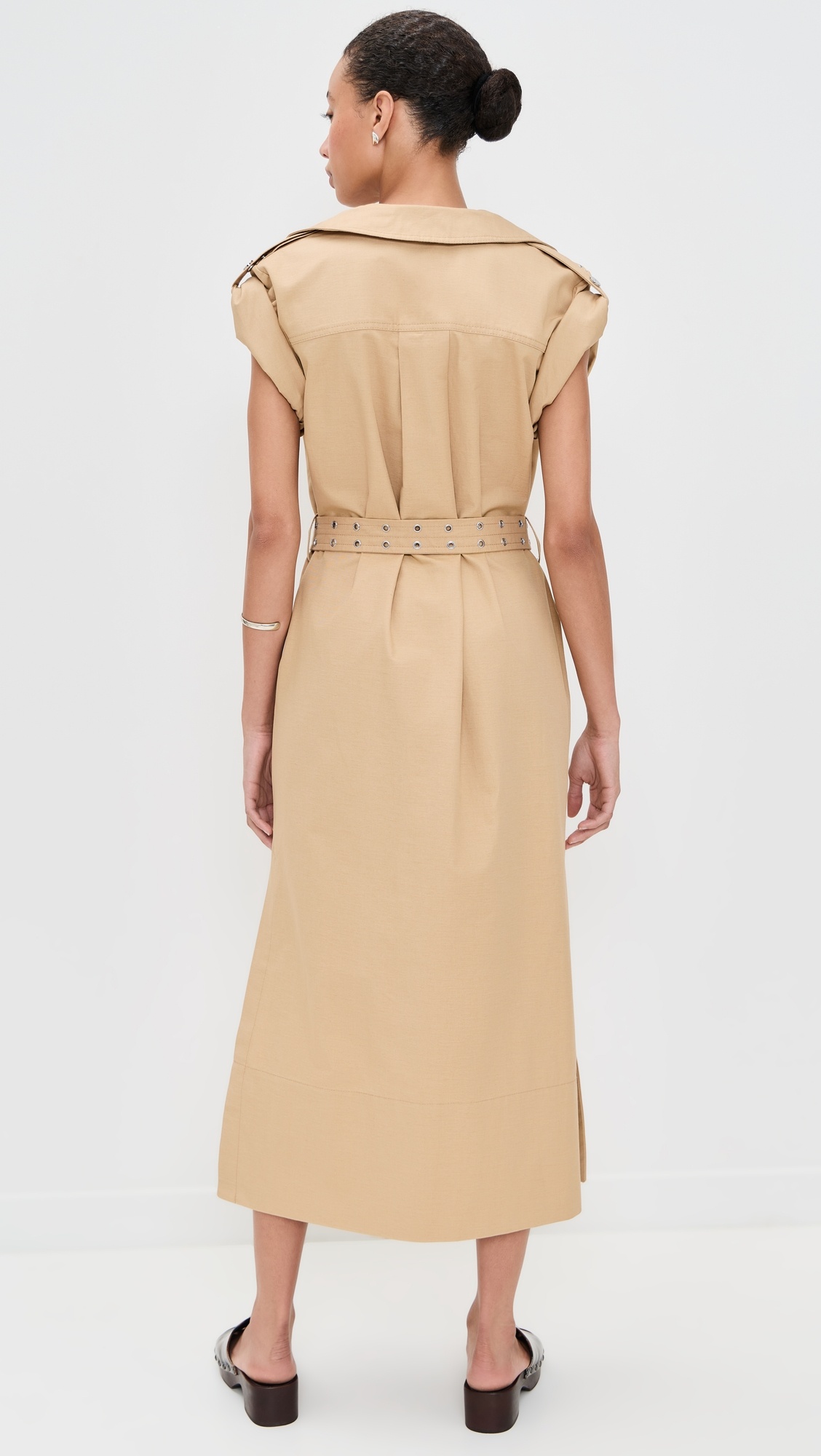 Classic Summer Suiting Cowl Neck Long Dress - 2