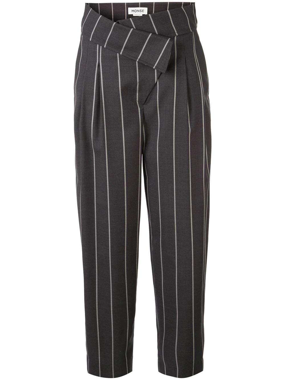 pinstripe foldover-waist tailored trousers - 1