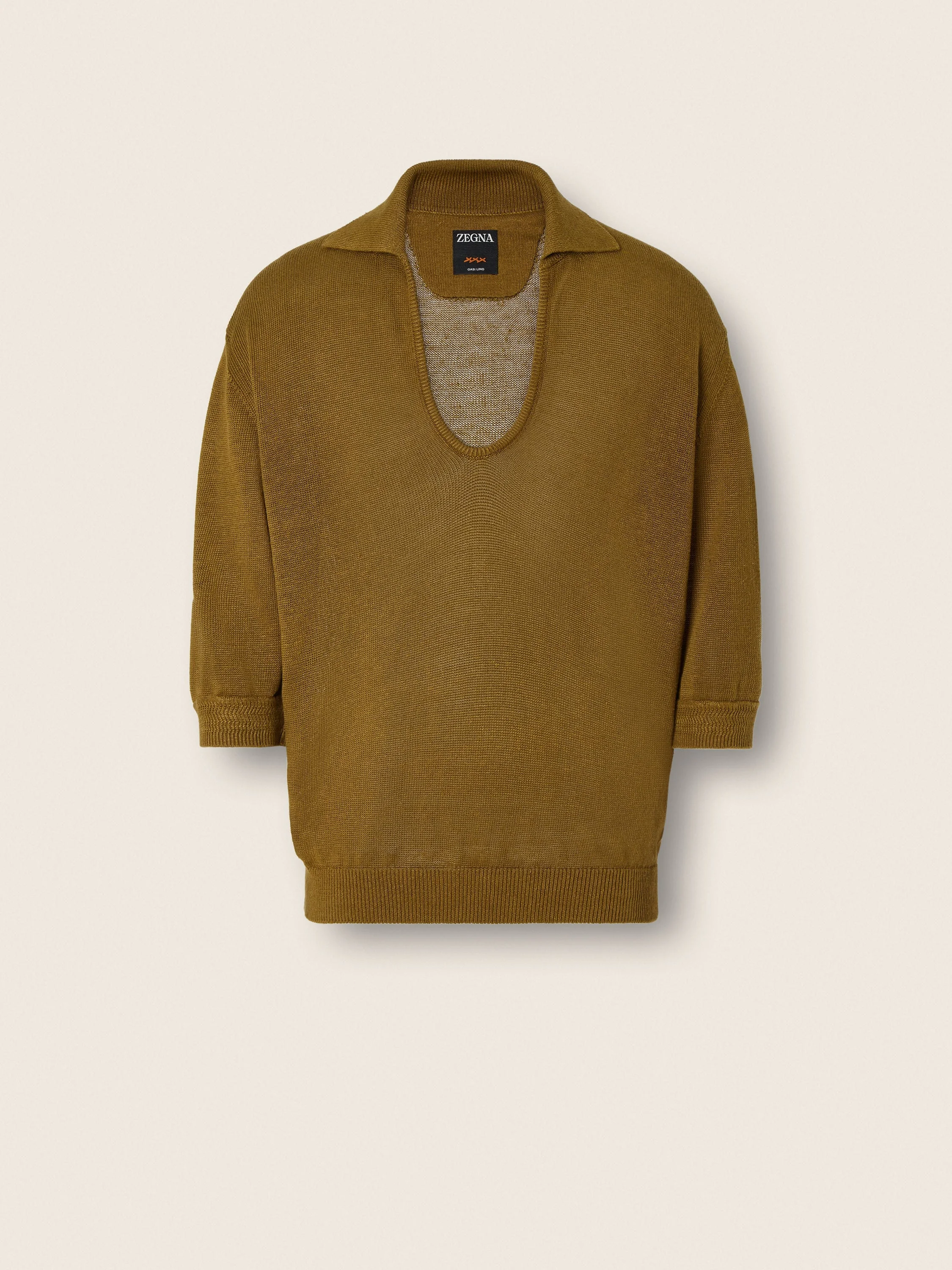 OLIVE GREEN OASI LINO POLO SHIRT - 1