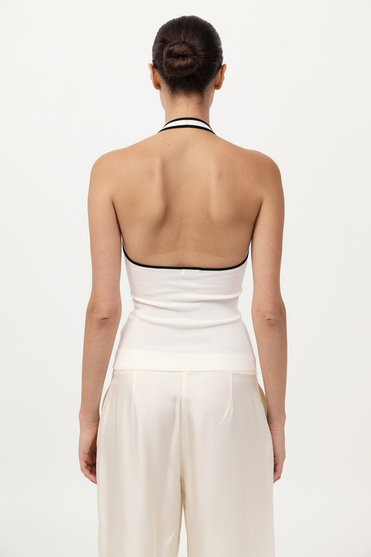 Fine Line Halter Top - Off White / Black - 6