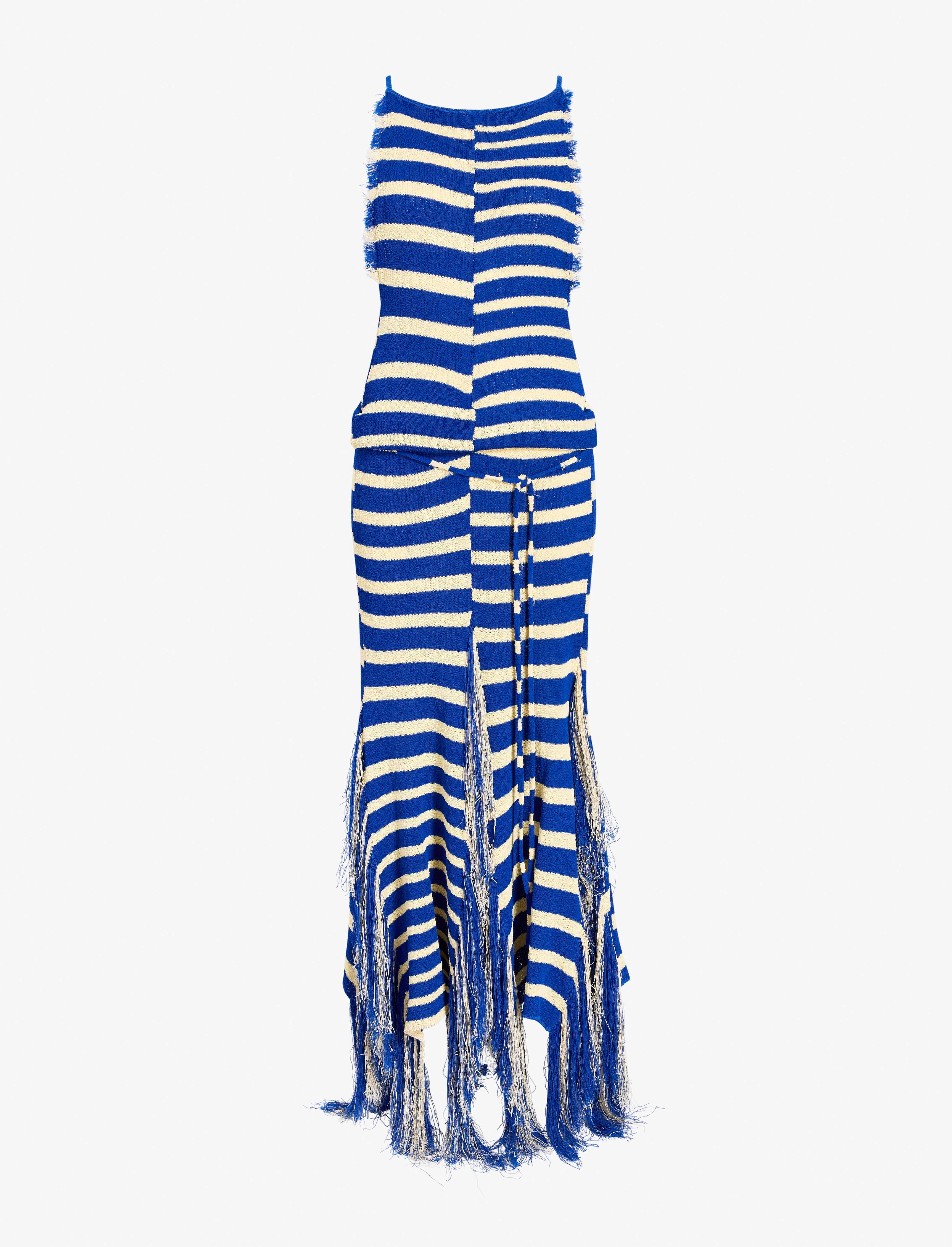 Yves Dress in Stripe Fringed Knit - 1