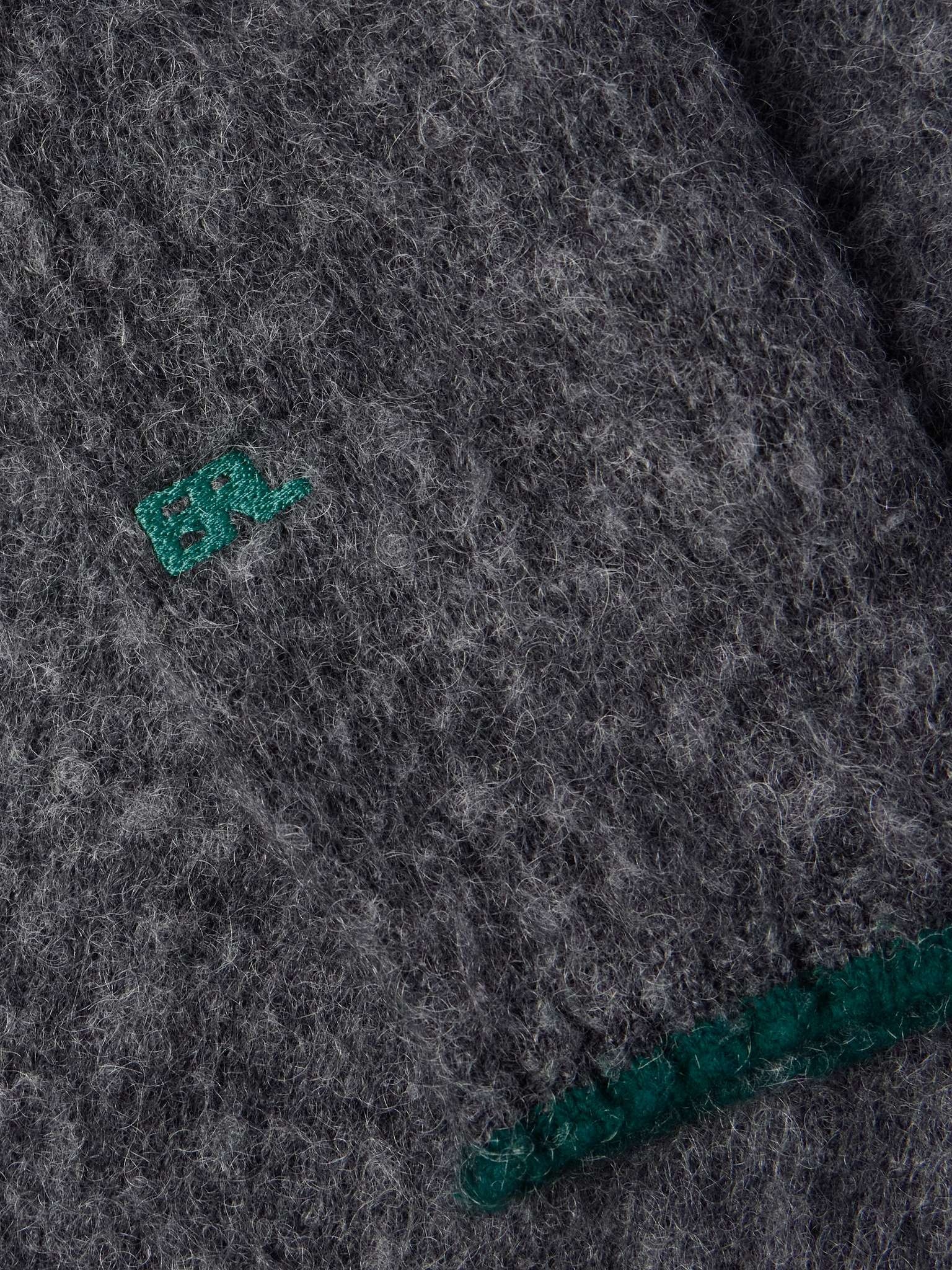 Logo-Embroidered Brushed Wool-Blend Sweater - 4
