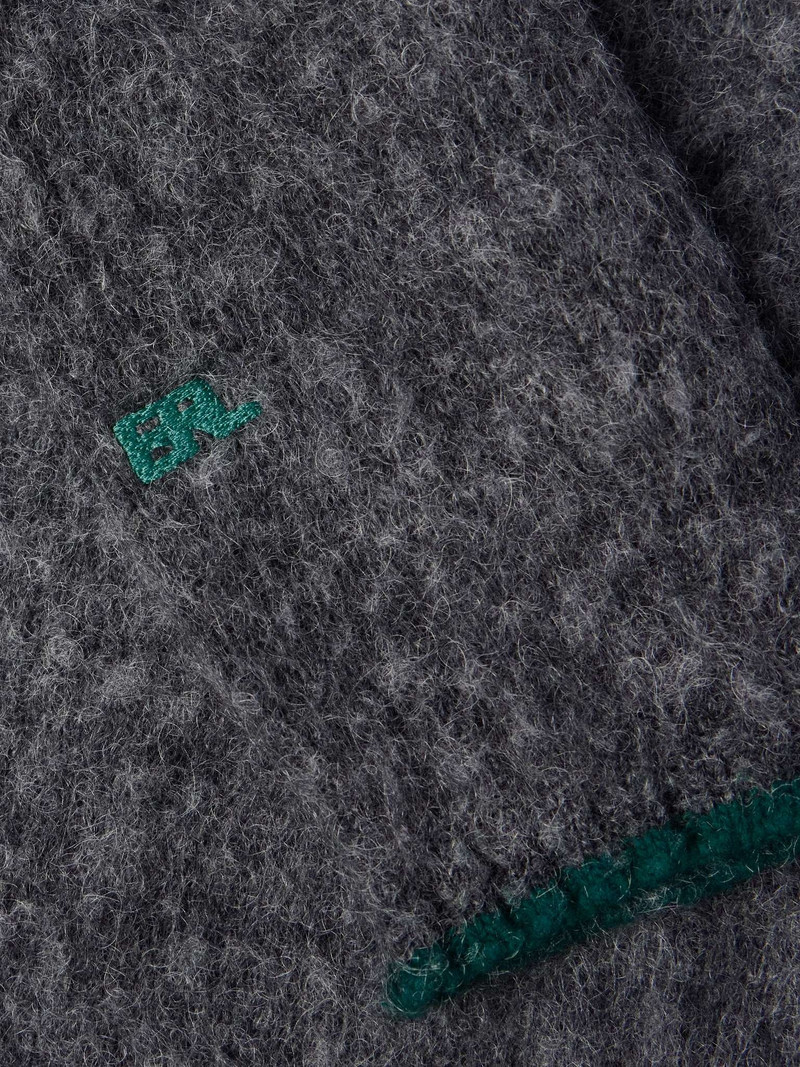 Logo-Embroidered Brushed Wool-Blend Sweater 4