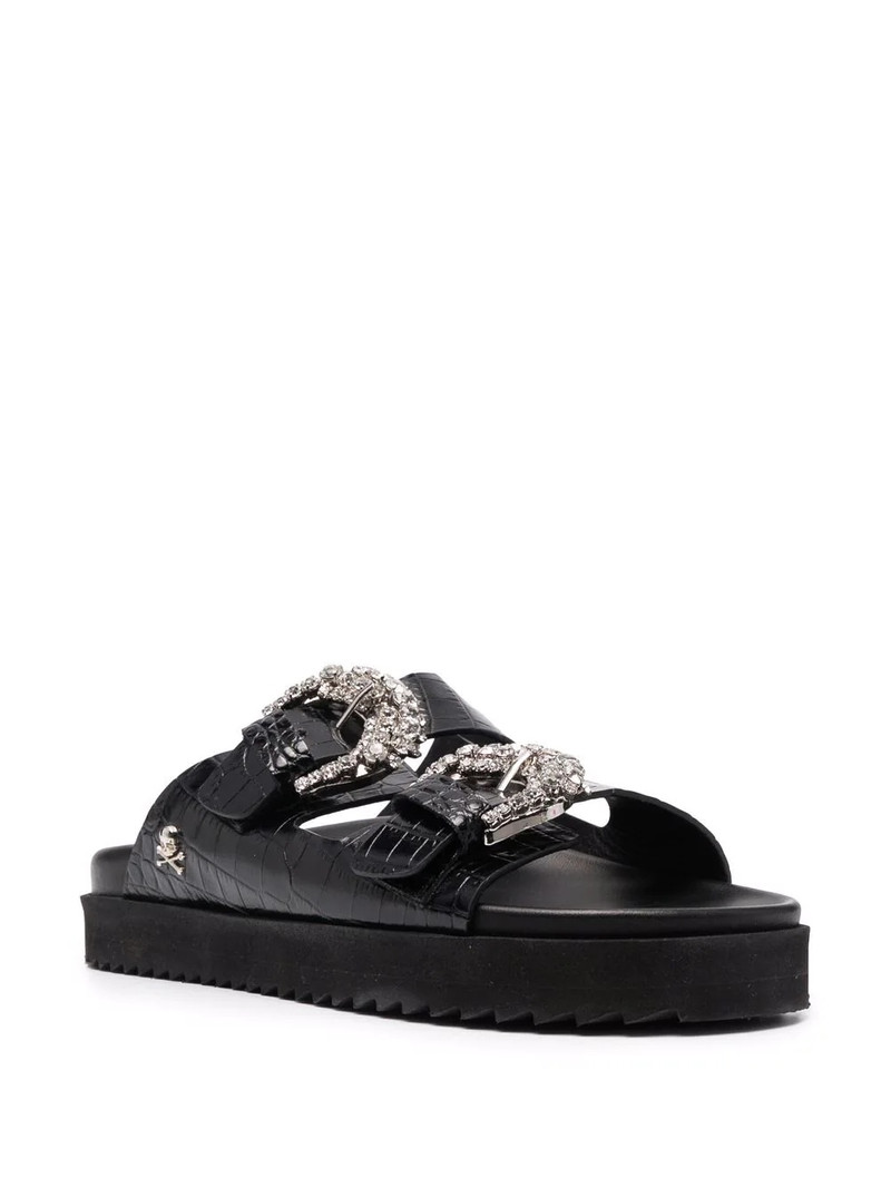 PHILIPP PLEIN Cocco leather sandals outlook