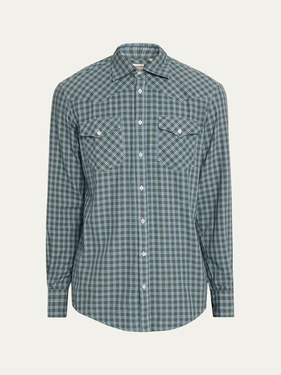Men's Check Cotton Arizona Shirt - 1