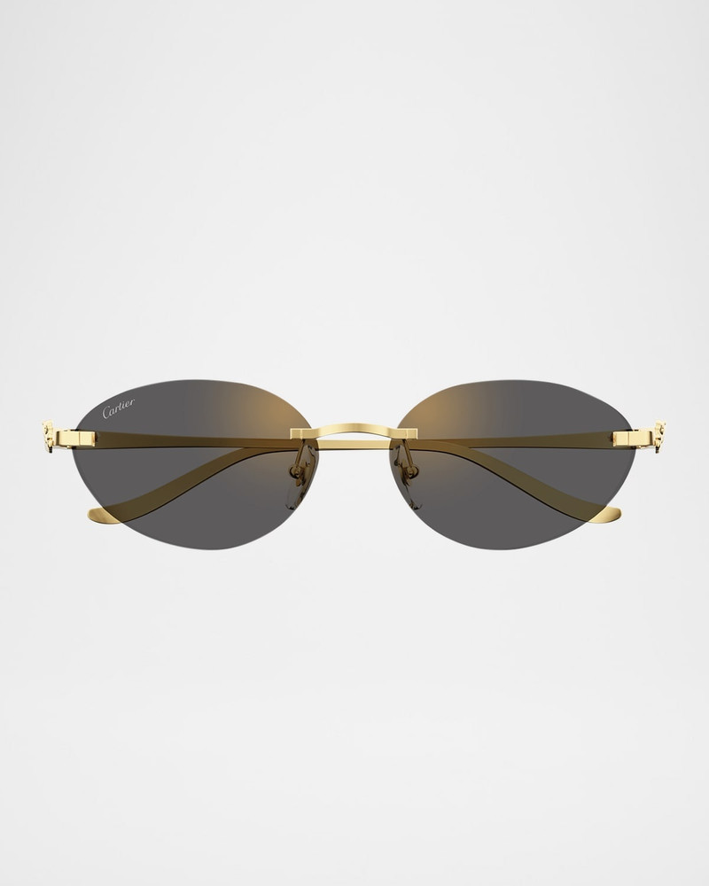 Cartier Panthère Rimless Metal Oval Sunglasses outlook