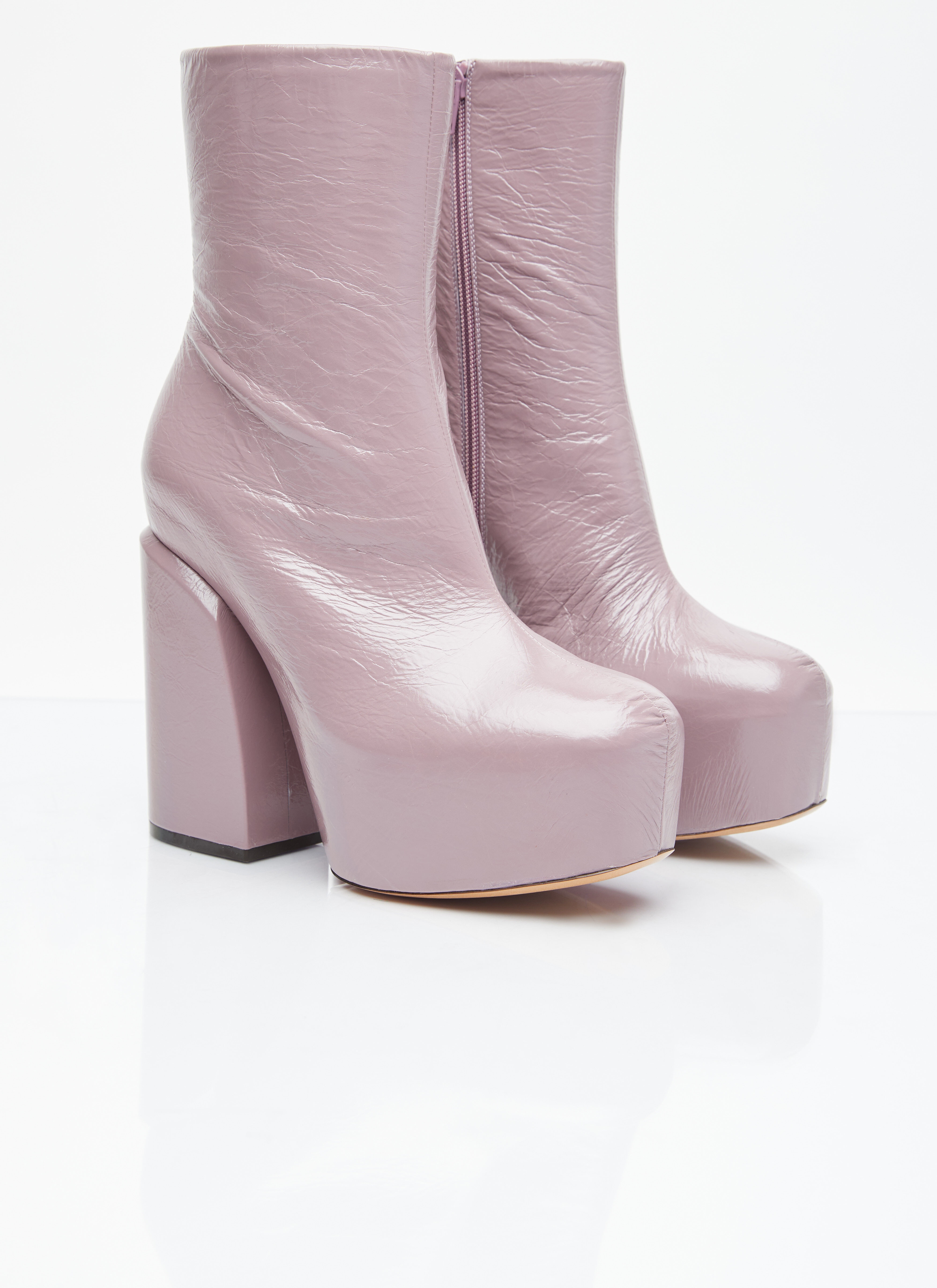 Platform Heel Leather Boots - 3