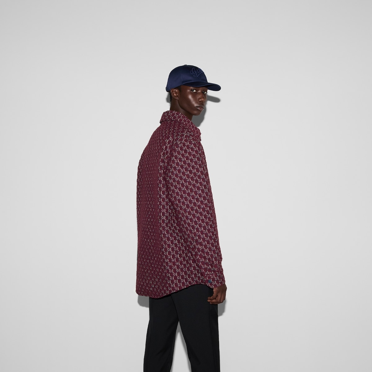Bouclé wool jacquard shirt with GG Shadow - 4