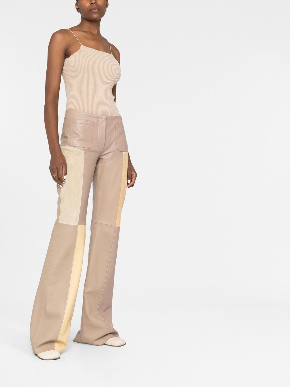 wide-leg panelled trousers - 4