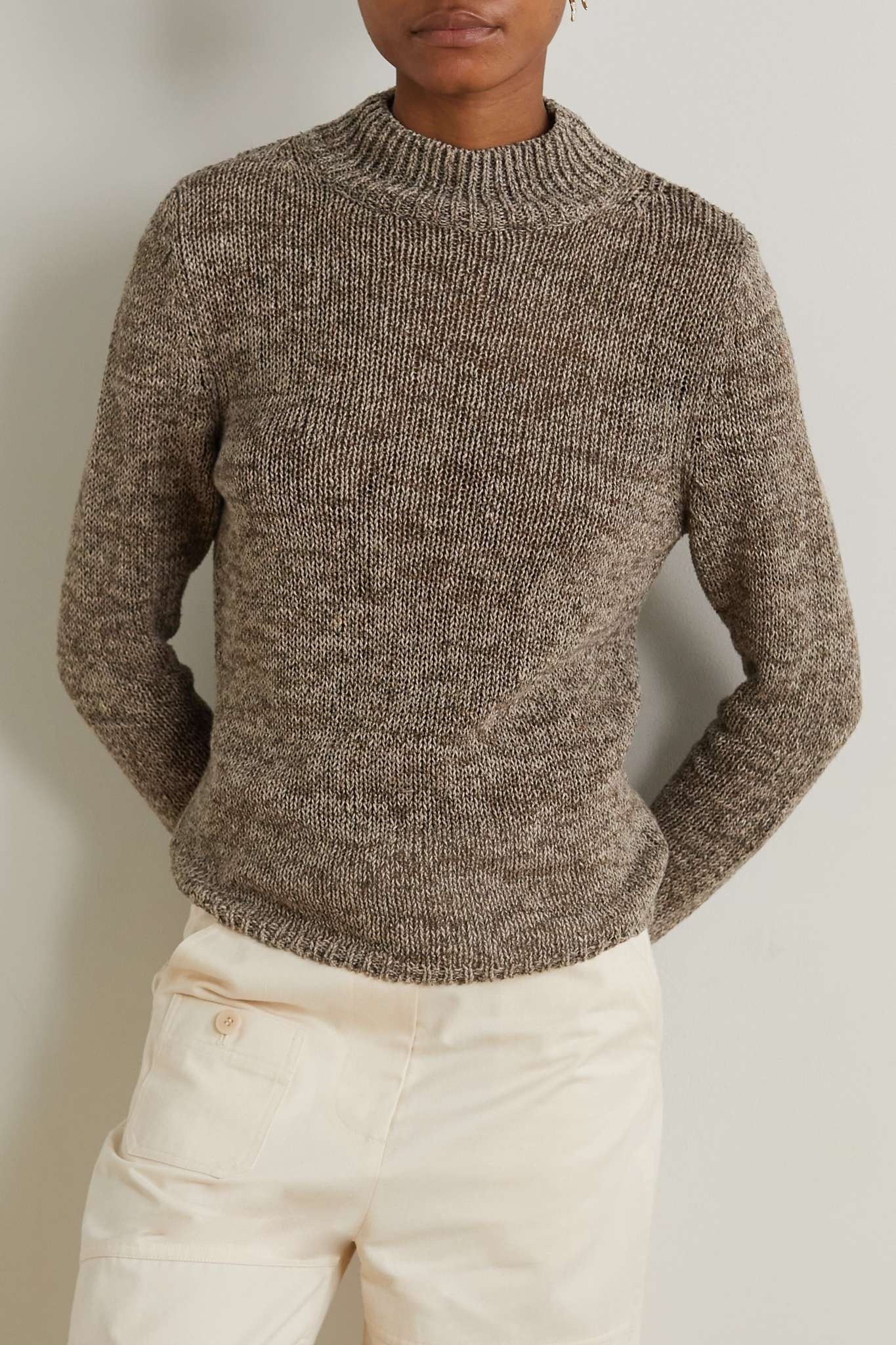 Linen, cotton and silk-blend sweater - 3