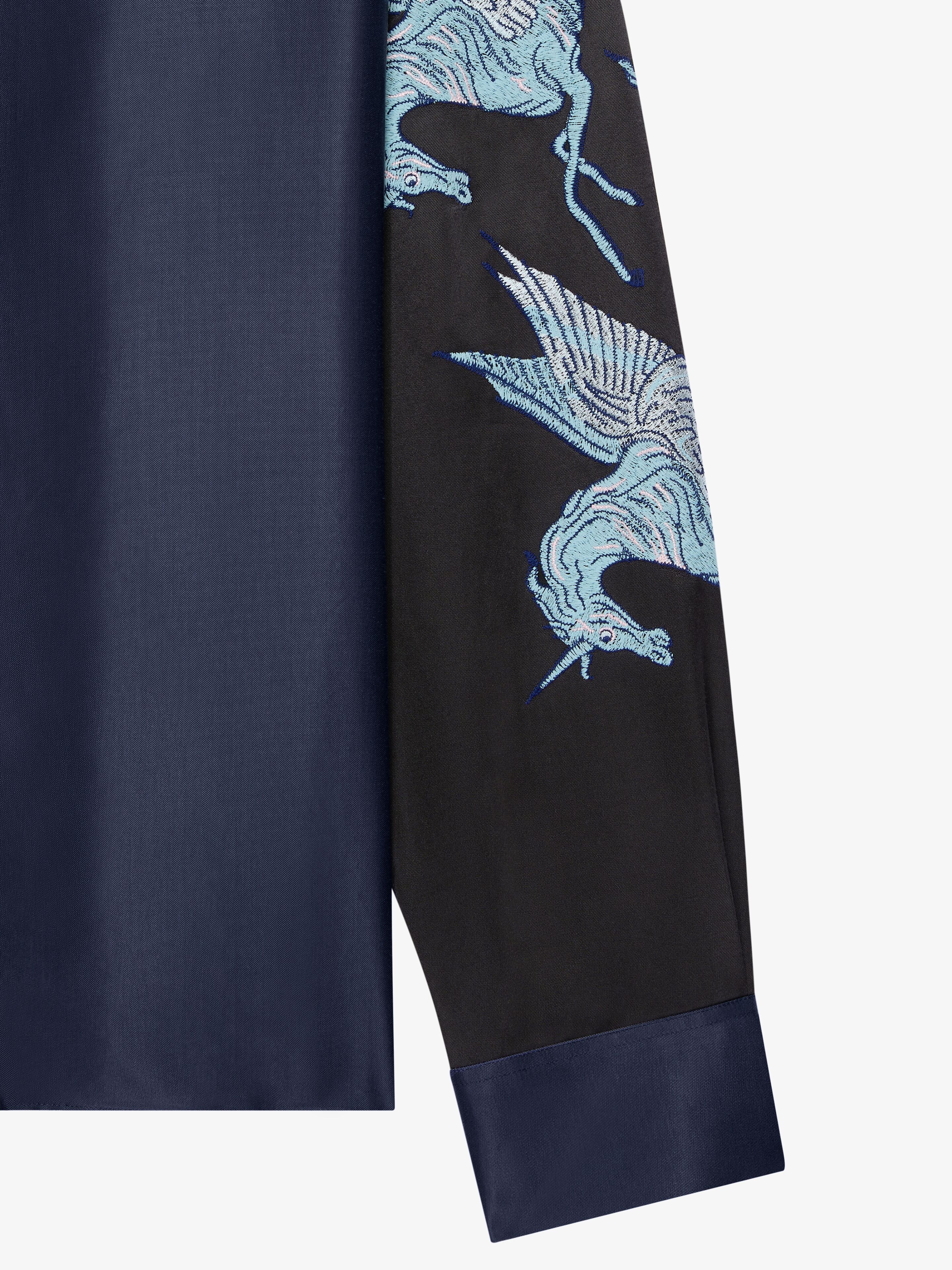 SLIM FIT SHIRT IN SATIN WITH UNICORNS EMBROIDERY - 4