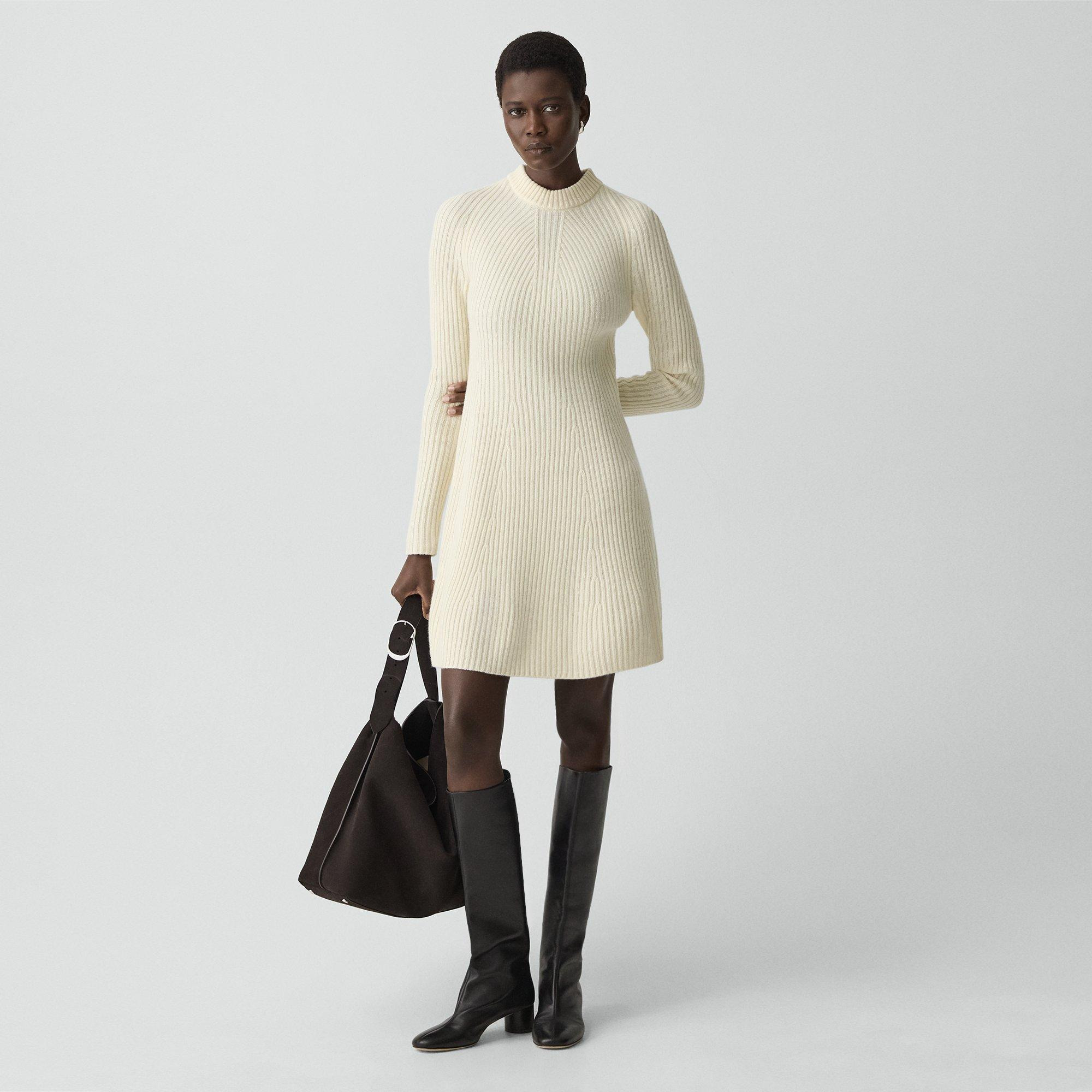 Ribbed Sweater Dress in Felted Wool-Cashmere - 3