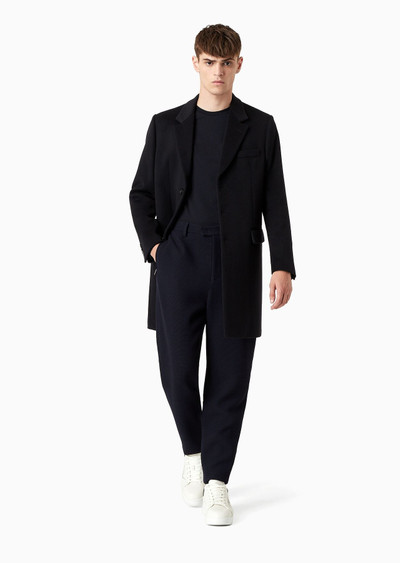 EMPORIO ARMANI Coat with lapels in beaver cashmere outlook