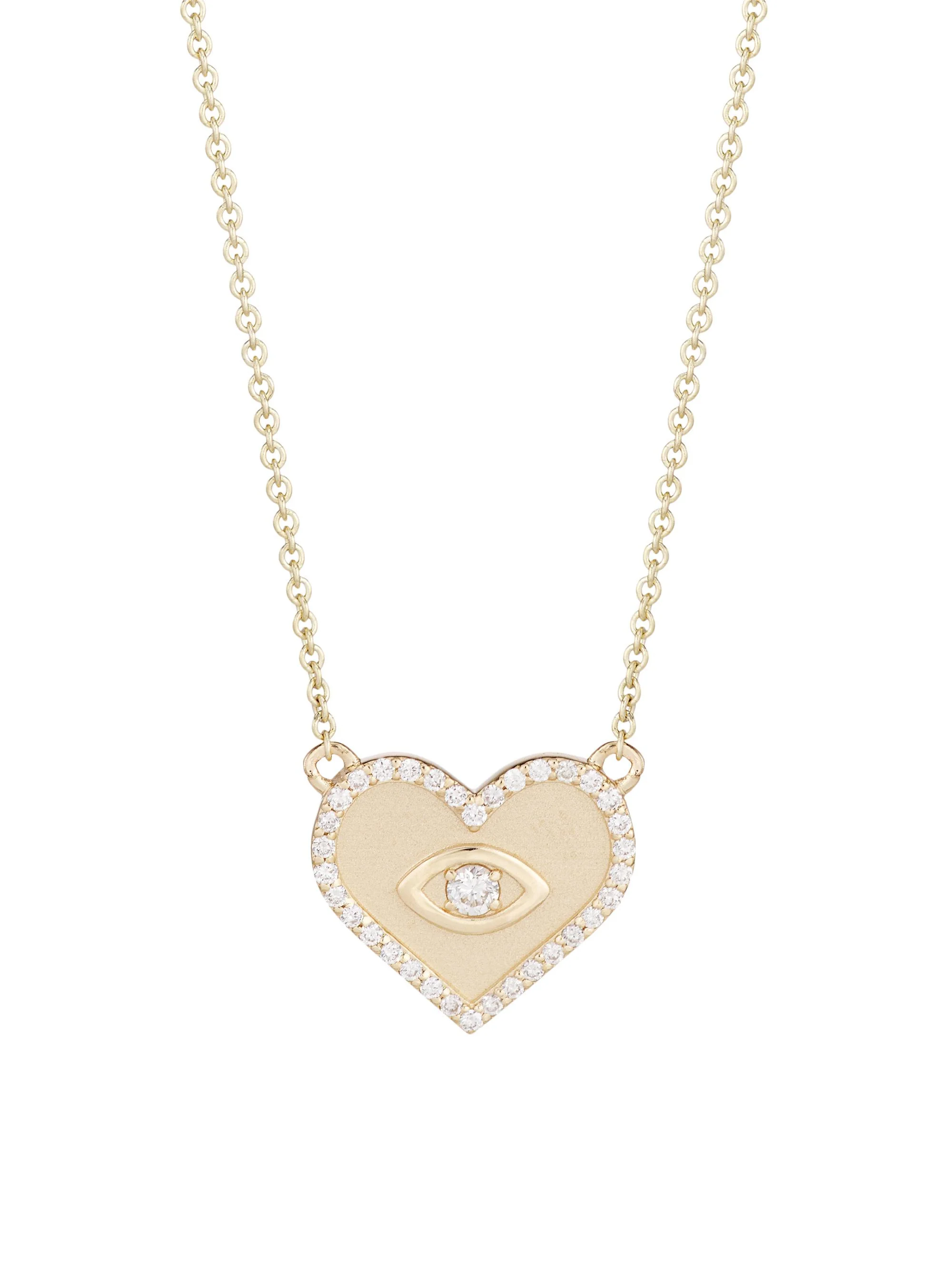 Women's Medium 14K Gold & Diamond Heart Necklace - 1