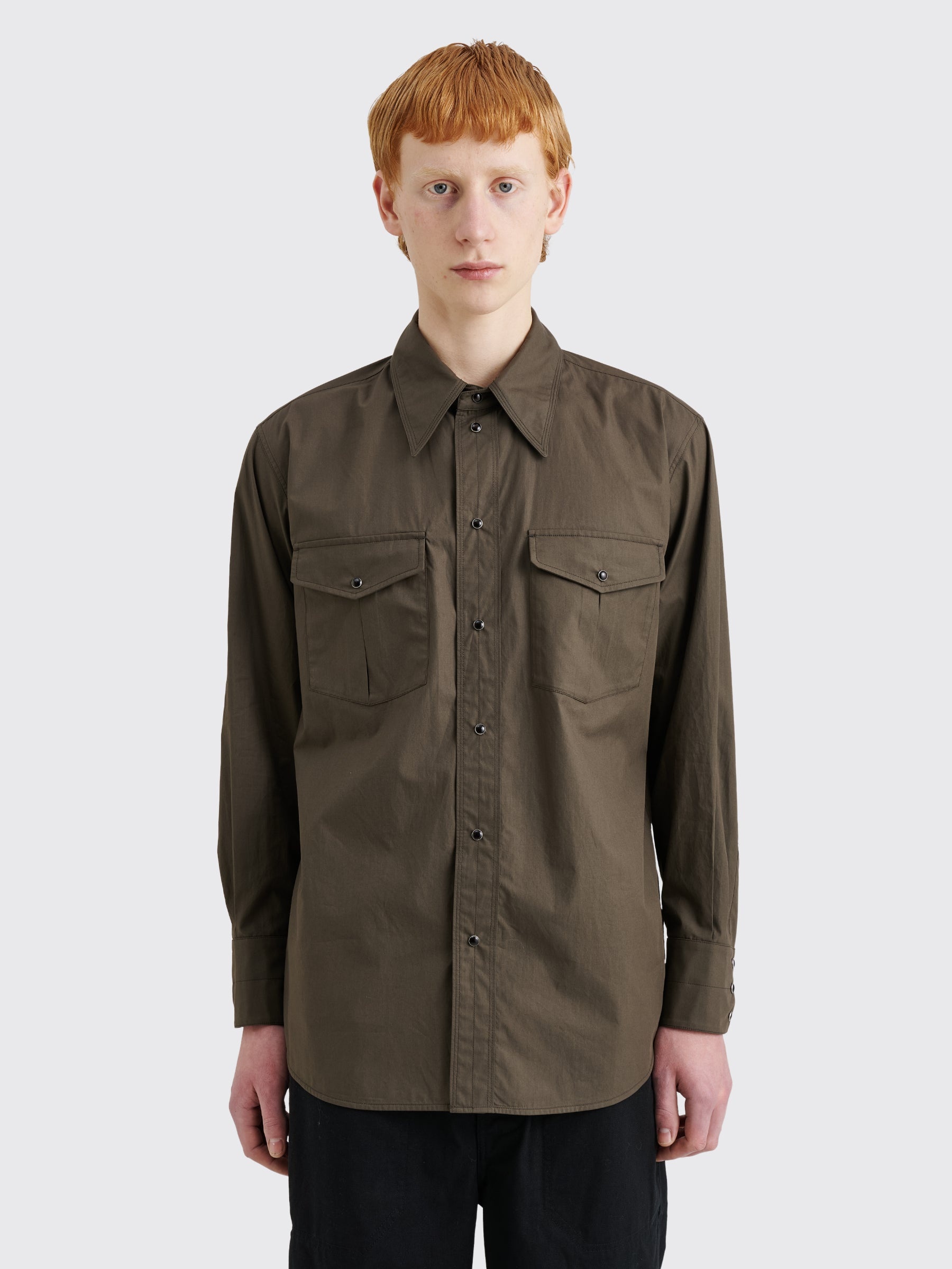 シャツ Lemaire Coffee brown cotton shirt LEMAIRE Relaxed long-sleeve Shirt | Brown | FARFETCH
