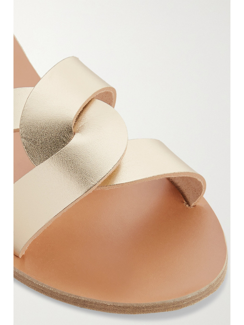 Desmos Cutout Metallic Leather Slides 4