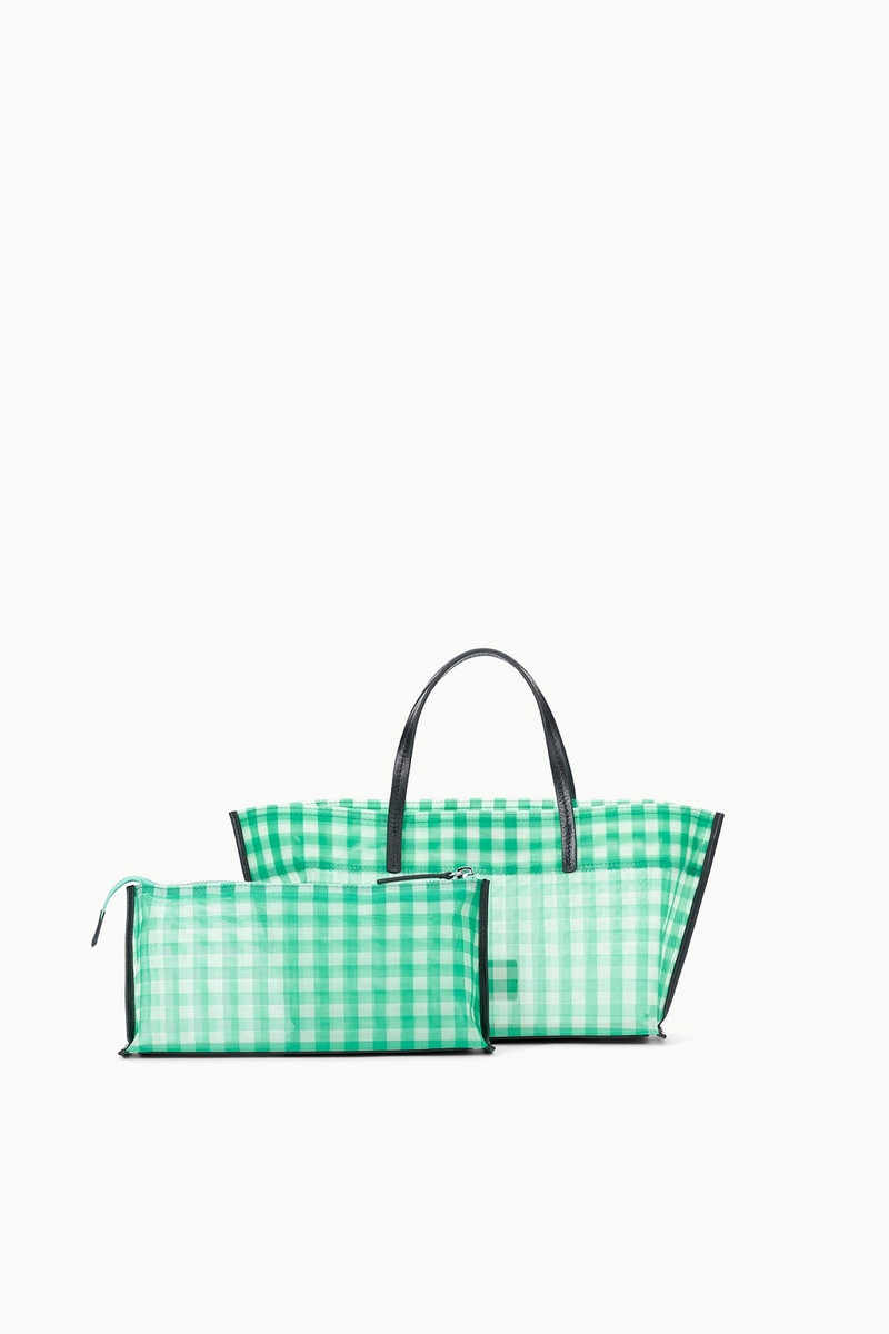 STAUD CHRISTOS MINI MESH TOTE JADE GINGHAM 4