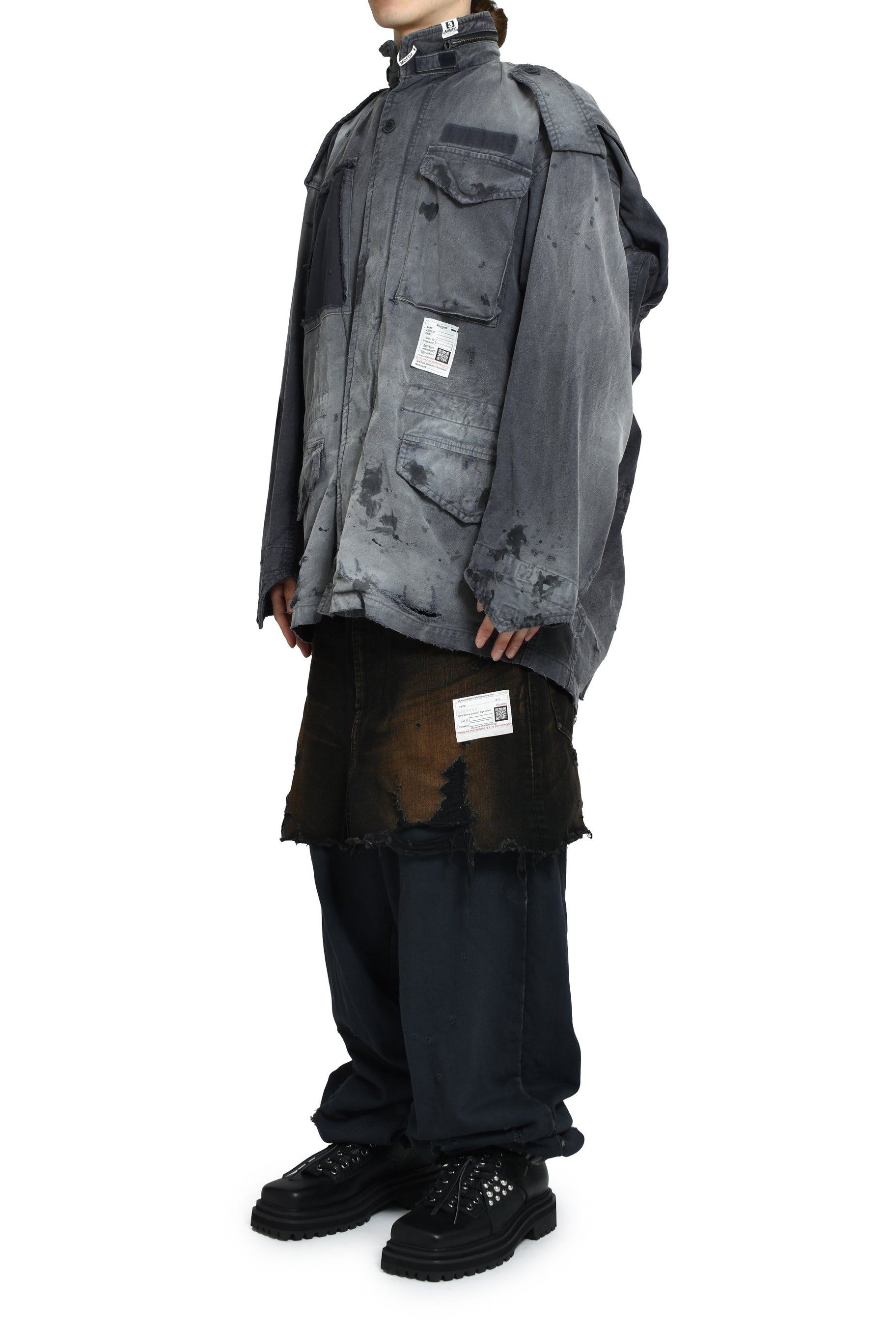 DISTRESSED M-65 JACKET / BLK - 4