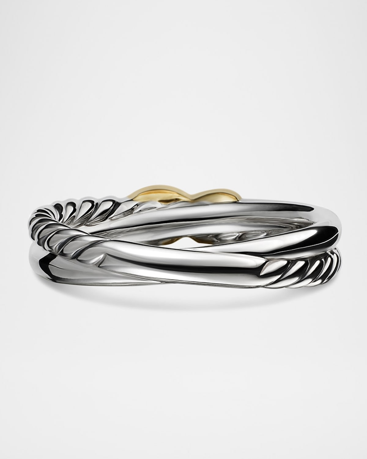 Petite X Ring in Silver with 18K Gold, 4mm - 7