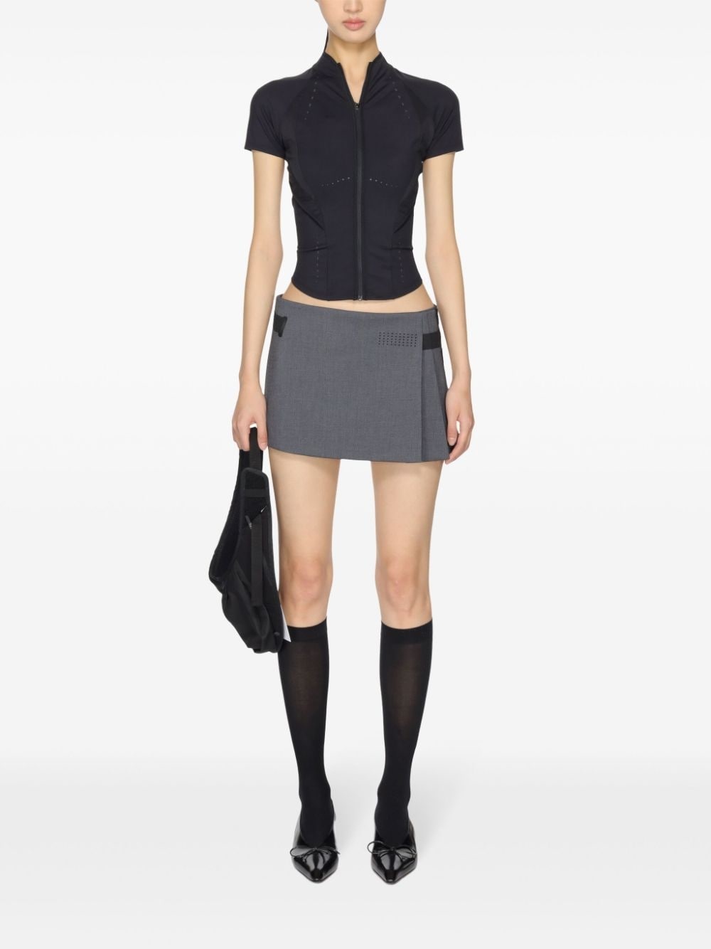 cut-out mesh-panelled zip-up top - 2