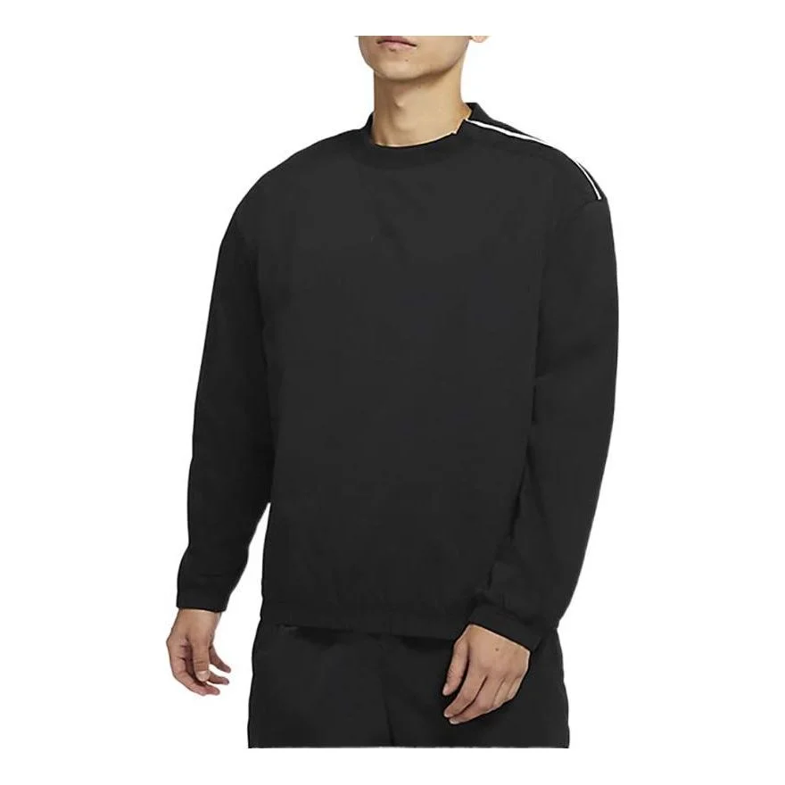 Men's Nike Solid Color Logo Stripe Cotton Round Neck Side Pullover Long Sleeves Black DD7017-010 - 1