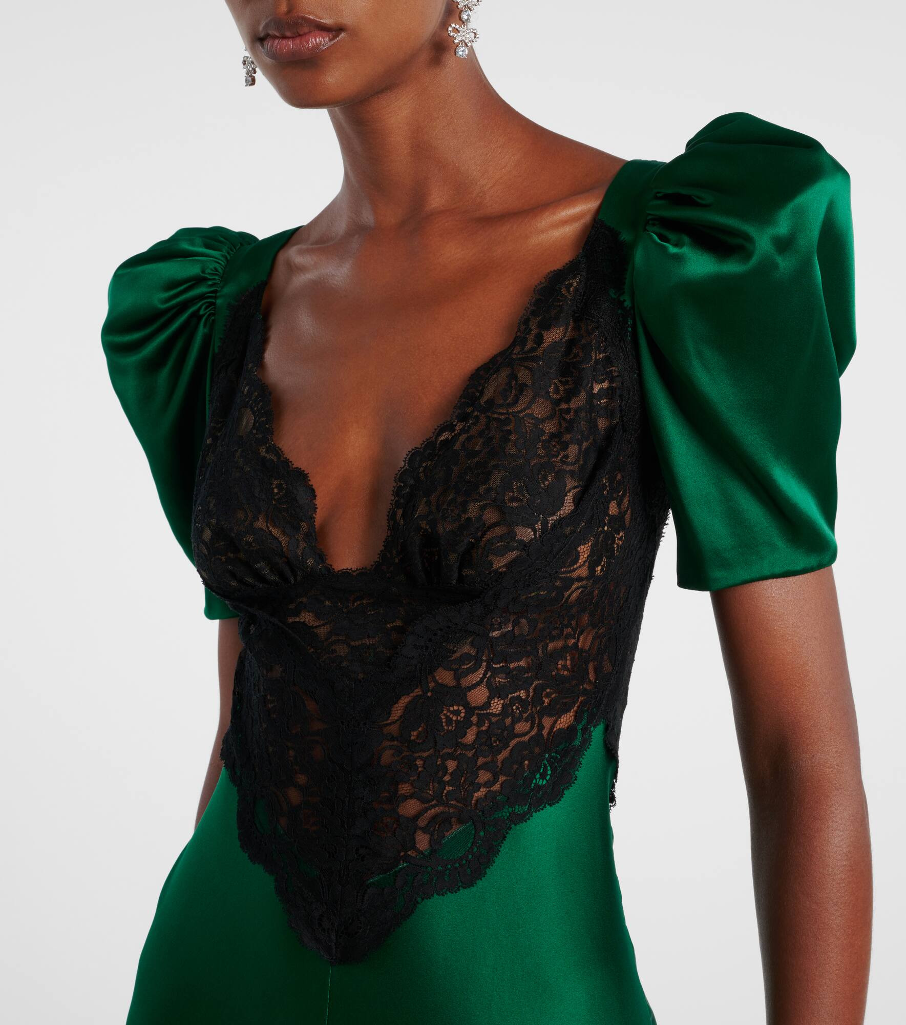 Lace-trimmed silk cocktail dress - 4