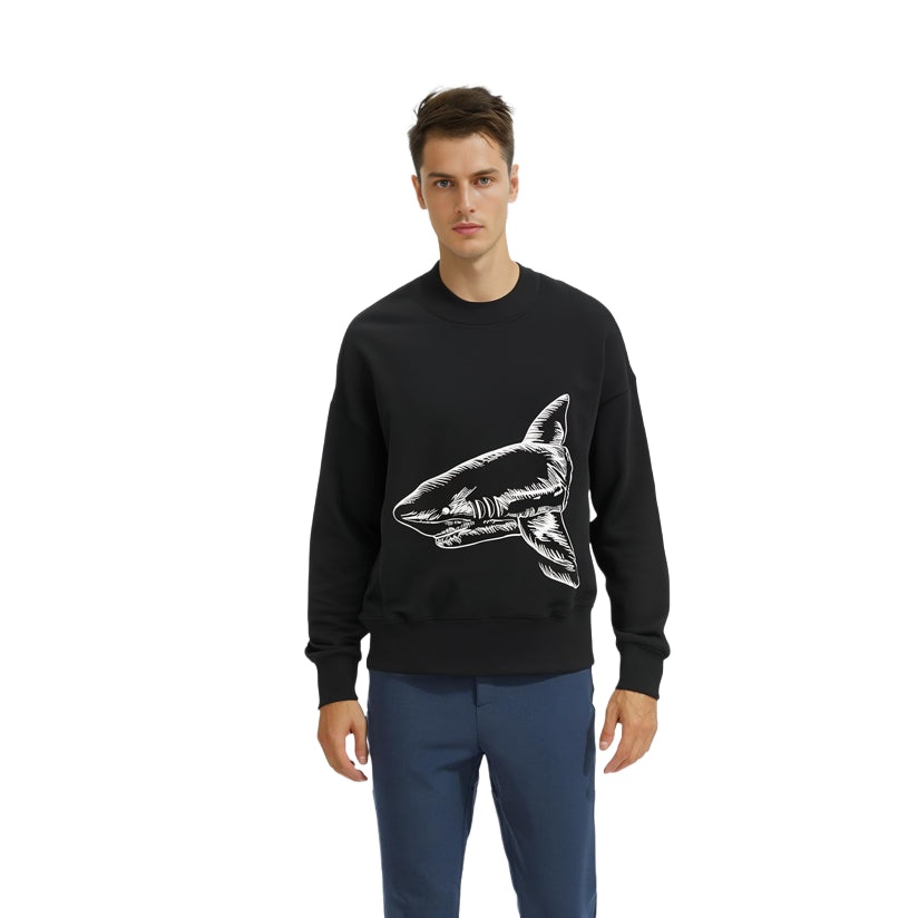 Palm Angels Split Shark Crew 'Black White' PMBA026S23FLE0061003 - 5