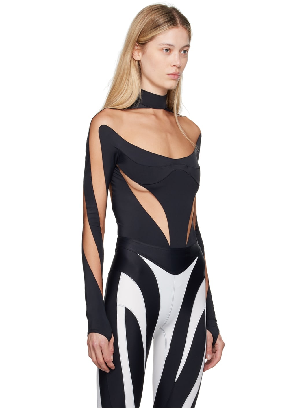 Black & Brown Illusion Bodysuit - 2