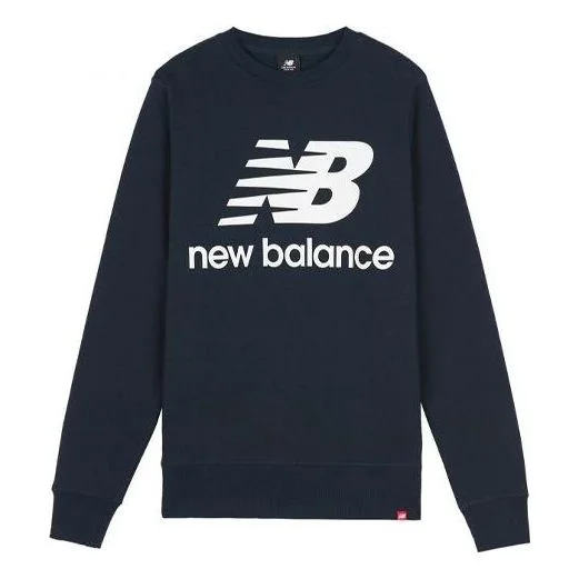 New Balance Essentials Stacked Logo Crew Sweatshirt 'Navy White' AMT03560-ECL - 1