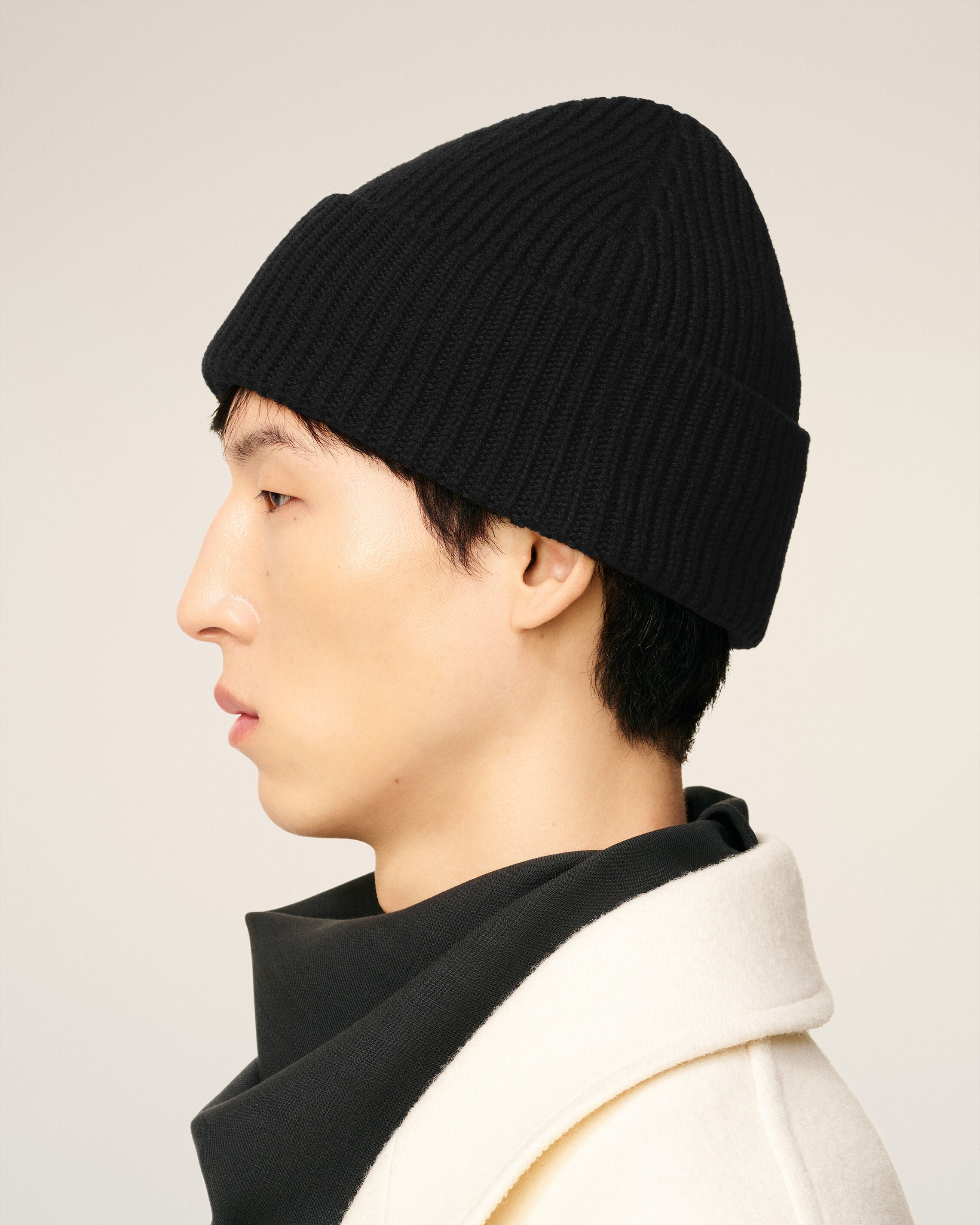 BLACK WOOL AMI DE COEUR BEANIE - 5