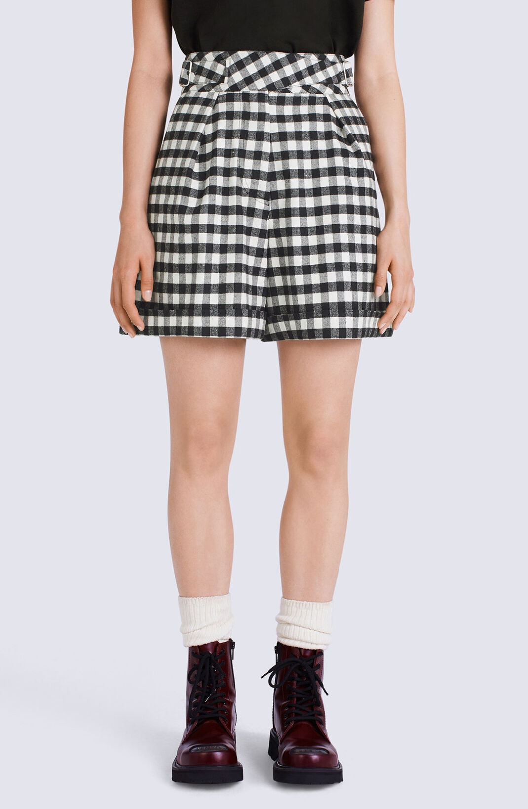 Gingham high-waisted shorts - 6