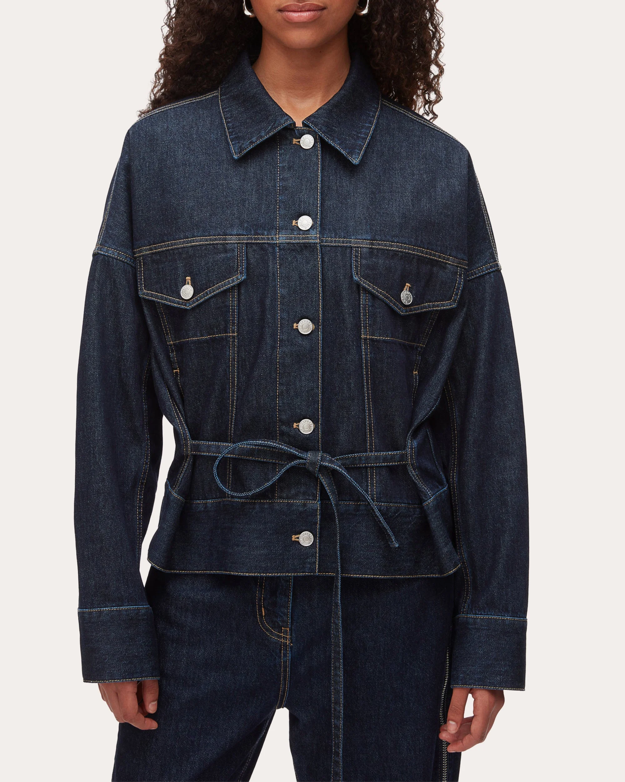 Boxy Belted Denim Jacket - 1