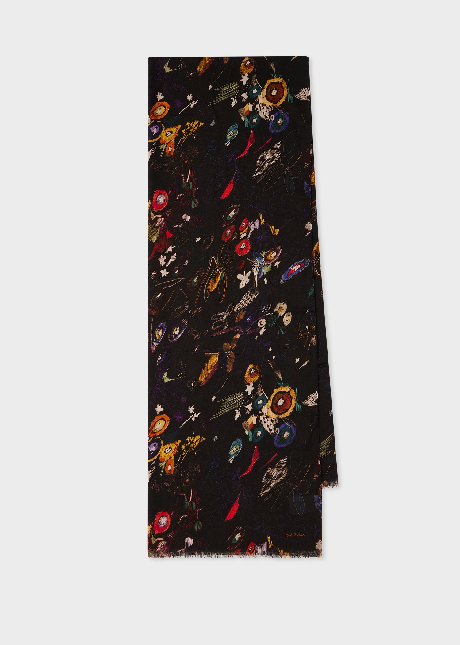 Black 'Sketchbook Botanical' Scarf - 1