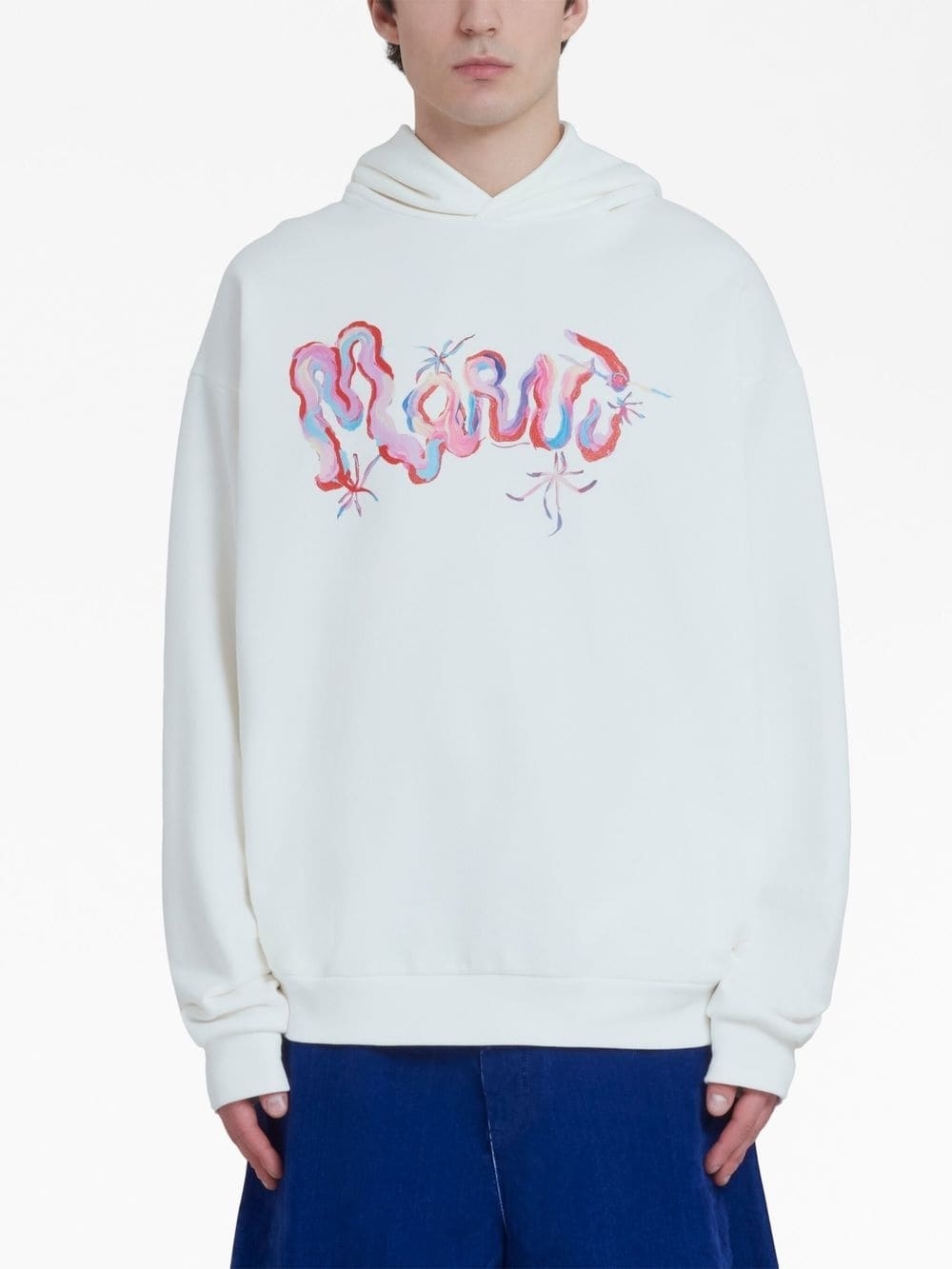 painterly logo-print cotton hoodie - 3