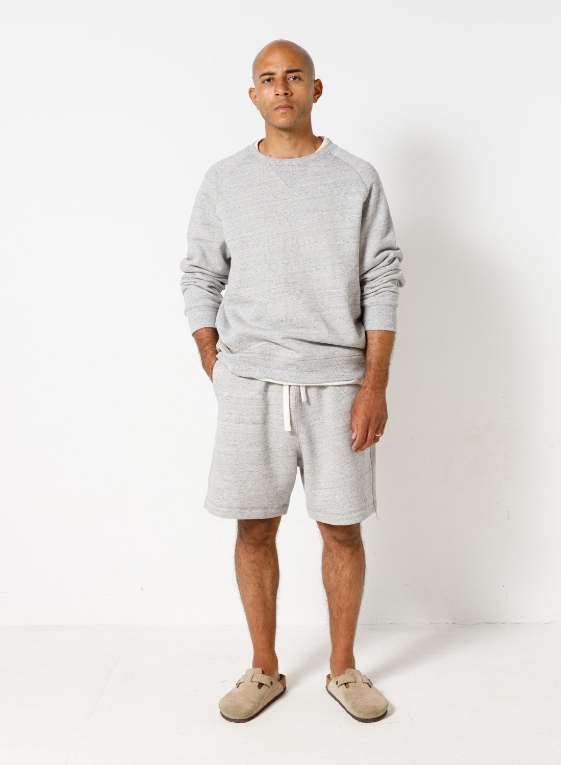Embroidered Arrow Crew in Grey Marl - 3